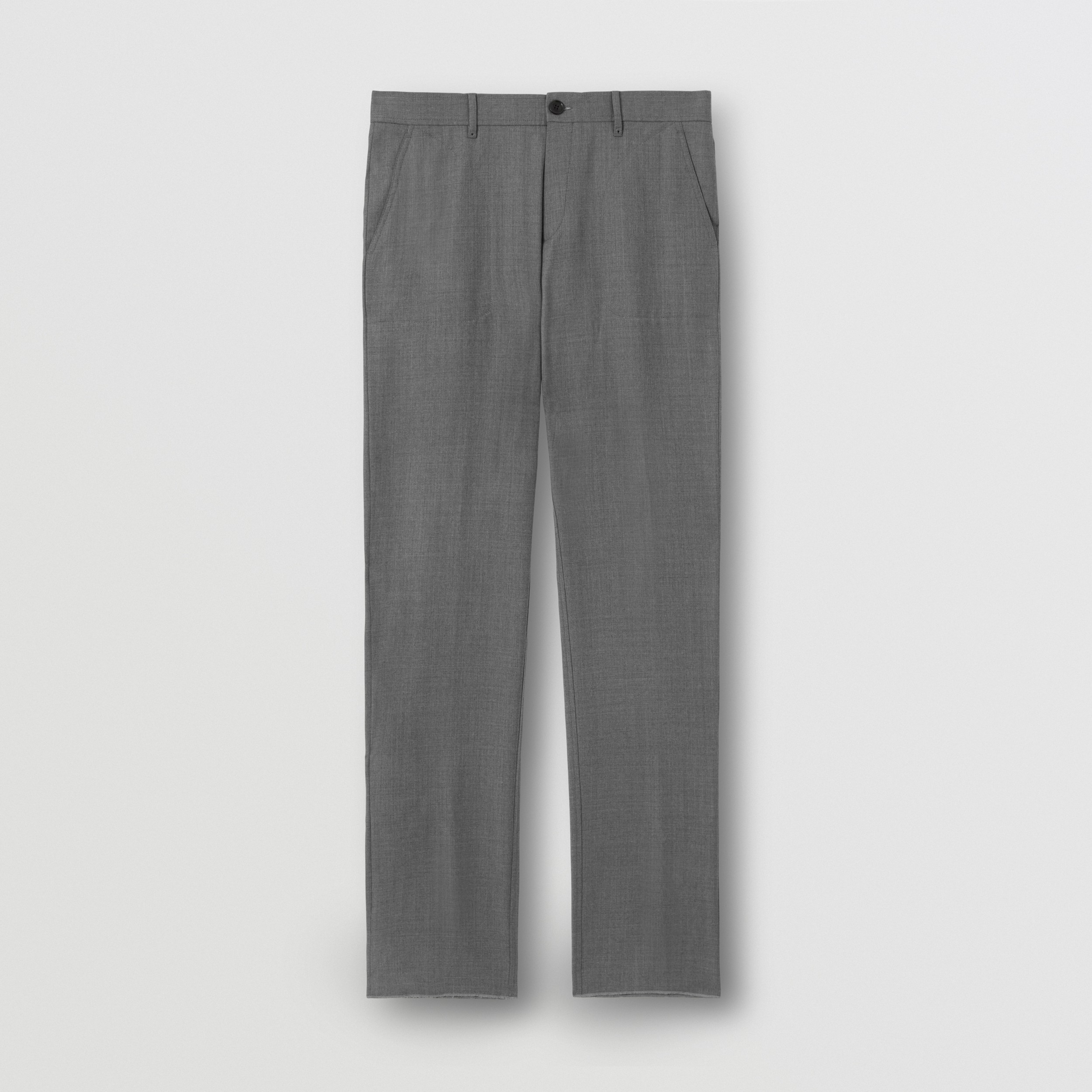 Monogram Motif Wool Tailored Trousers in Dark Grey Melange - Men | Burberry® Official - 4
