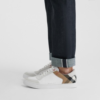 burberry house check and leather sneakers