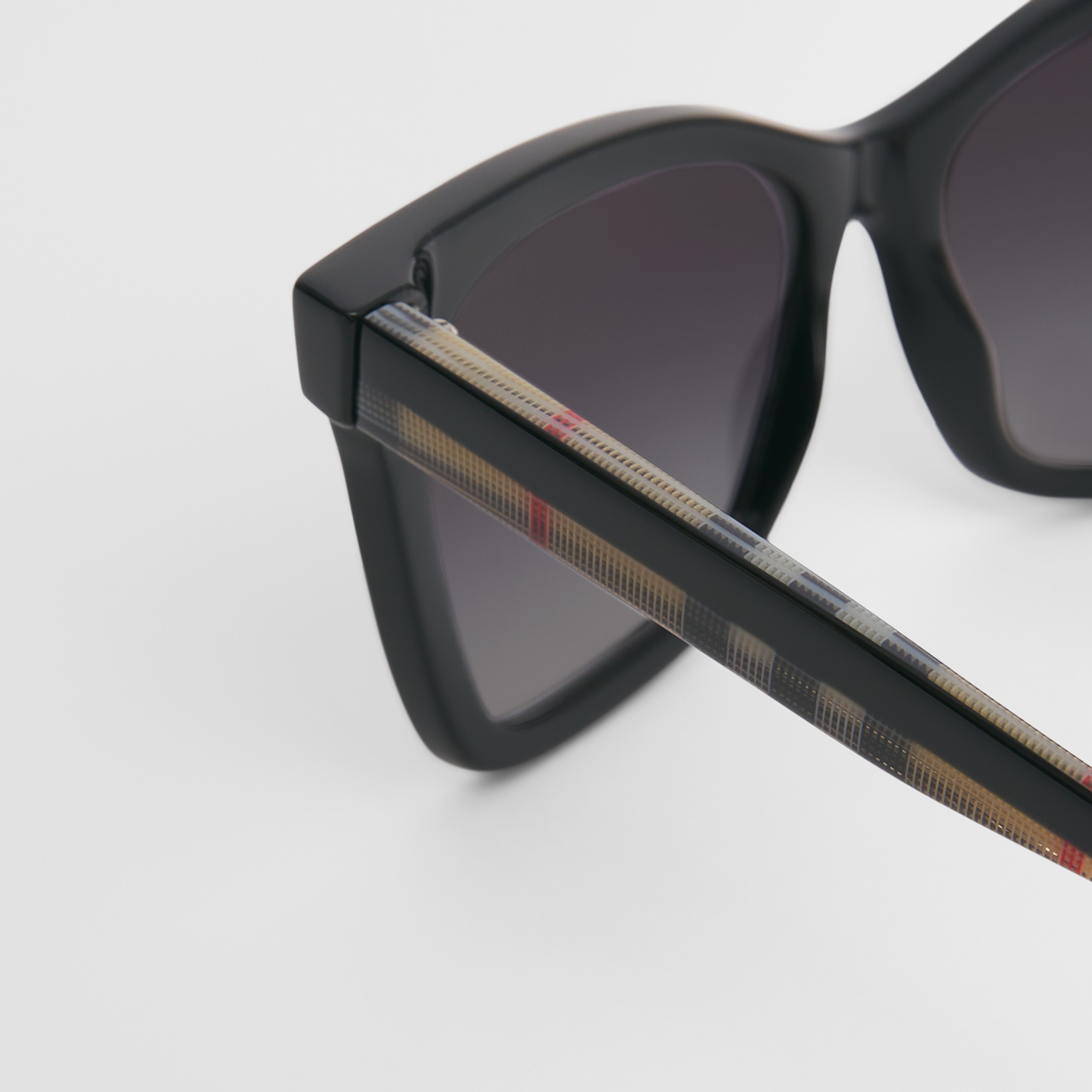 Check Detail Square Frame Sunglasses in Black/beige - Women | Burberry® Official - 2