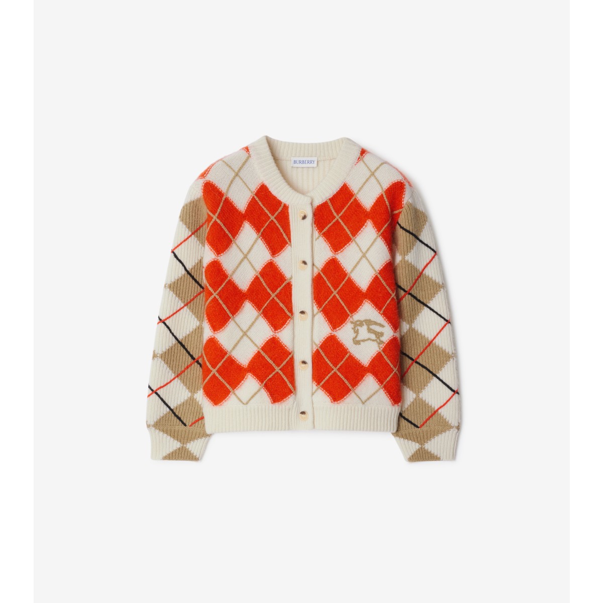 Burberry Kids'  Childrens Argyle Wool Cardigan In Orange Red