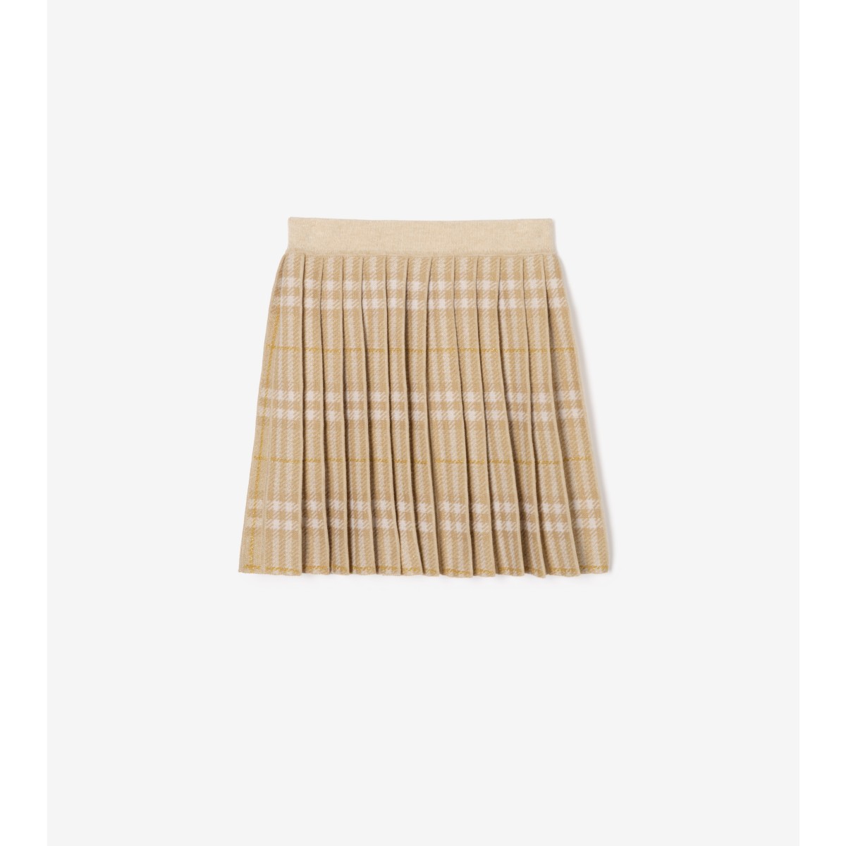 Check Pleated Wool Blend Skirt