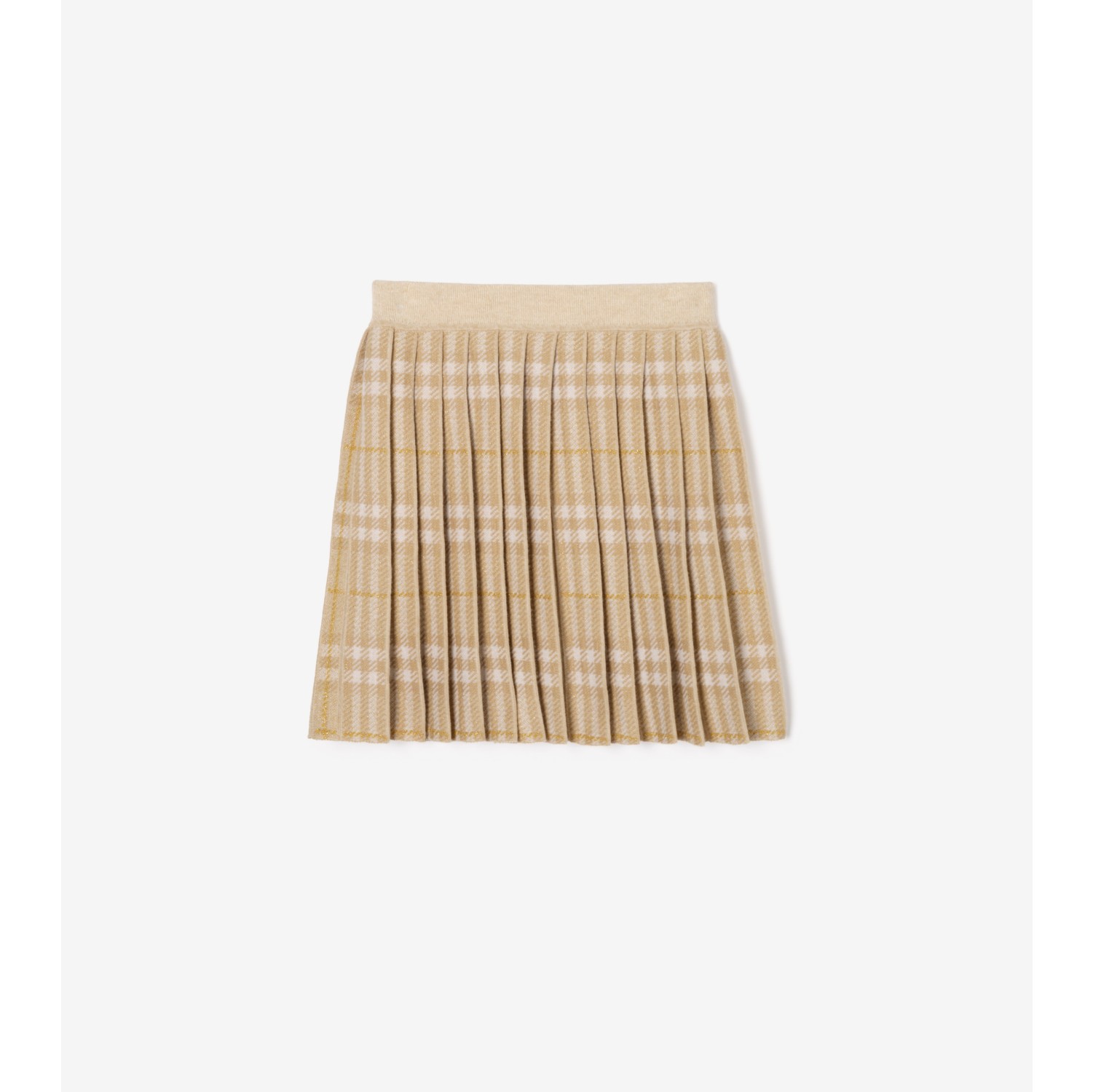 Pleated Check Wool Blend Skirt