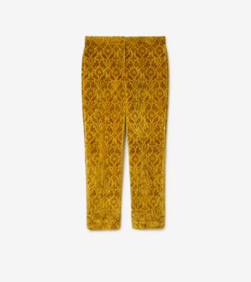 Baroque Velvet Tailored Trousers in Pear yellow - Women | Burberry® Official