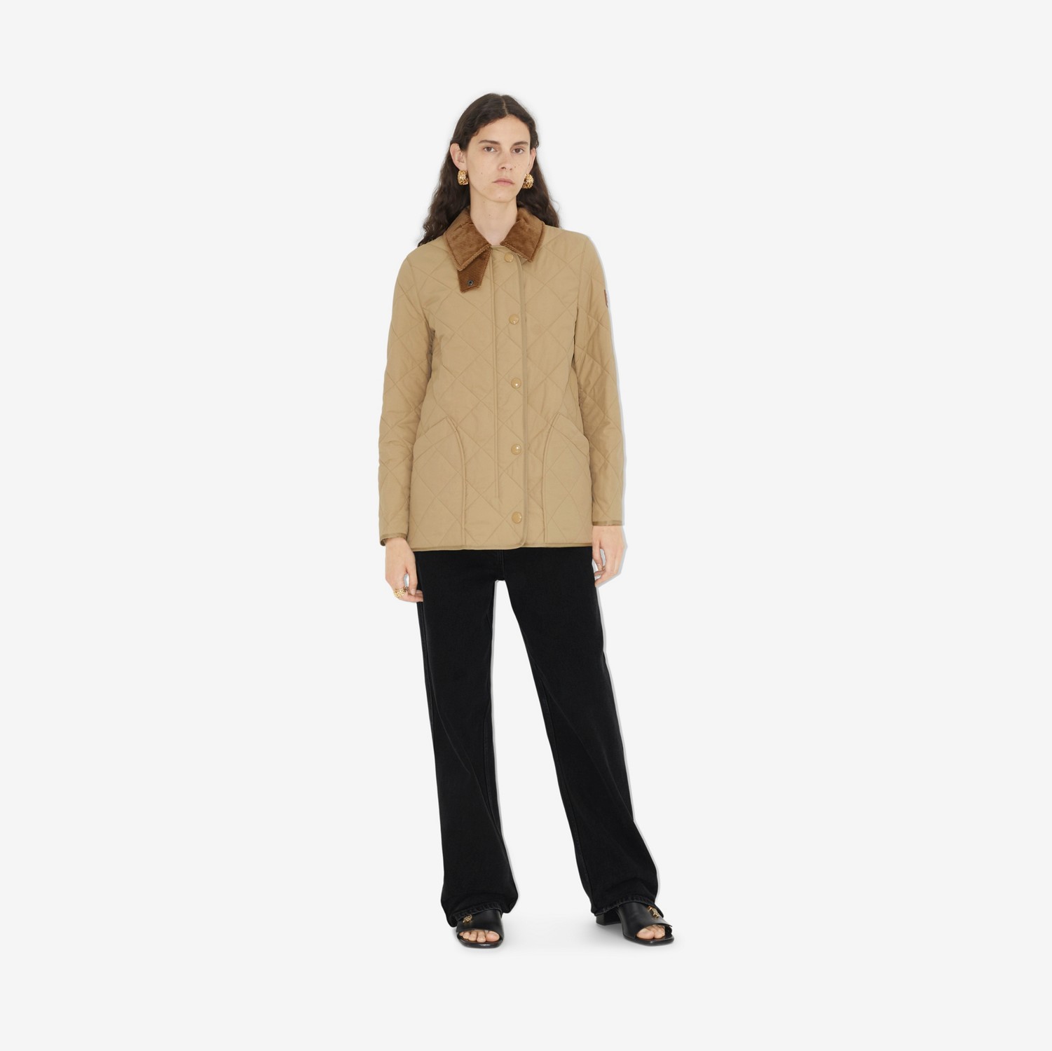 퀼팅 체온조절 반 재킷 (허니) - 여성 | Burberry®