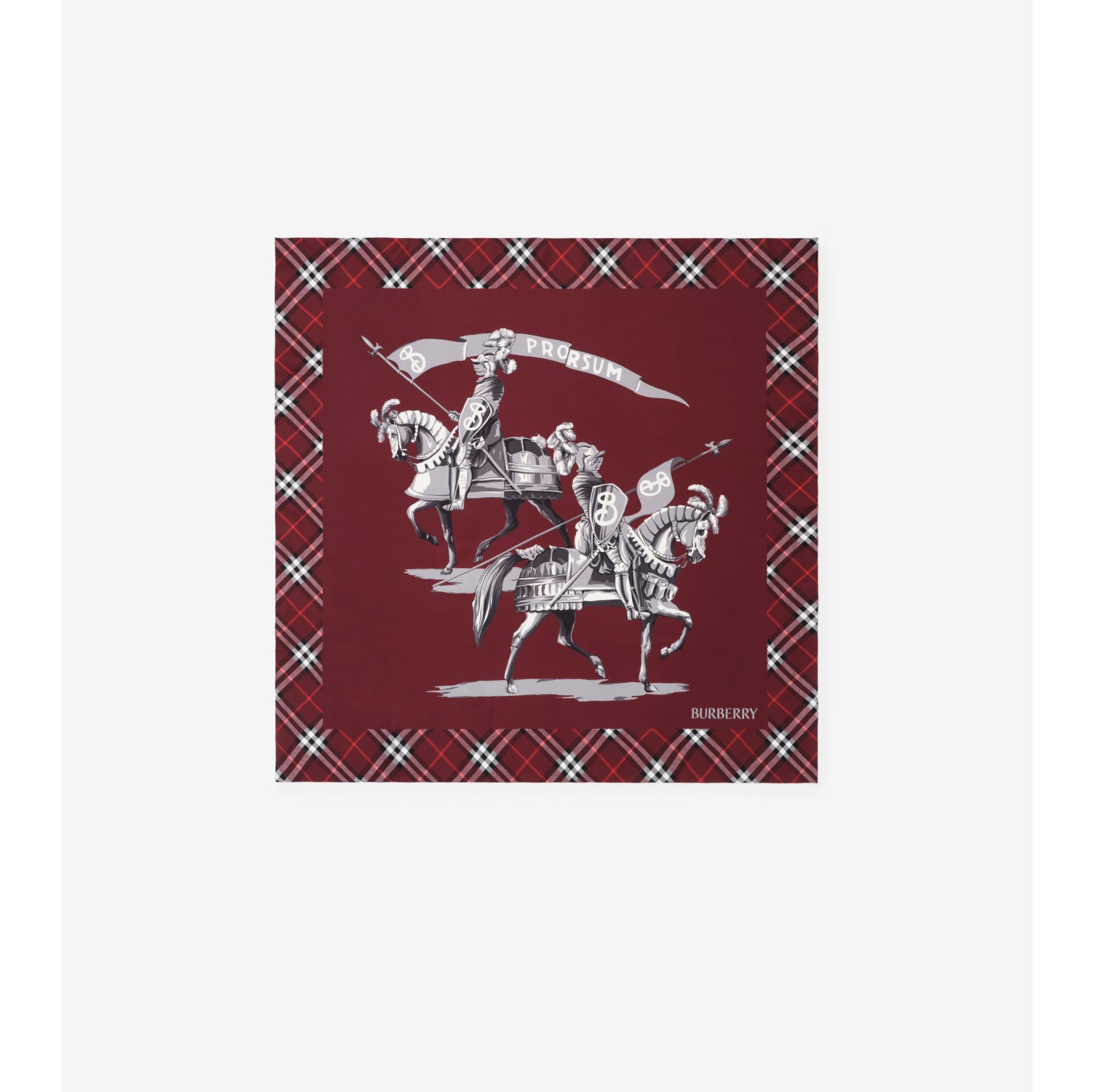 Archive Knight Silk Scarf in Oxblood red | Burberry® Official