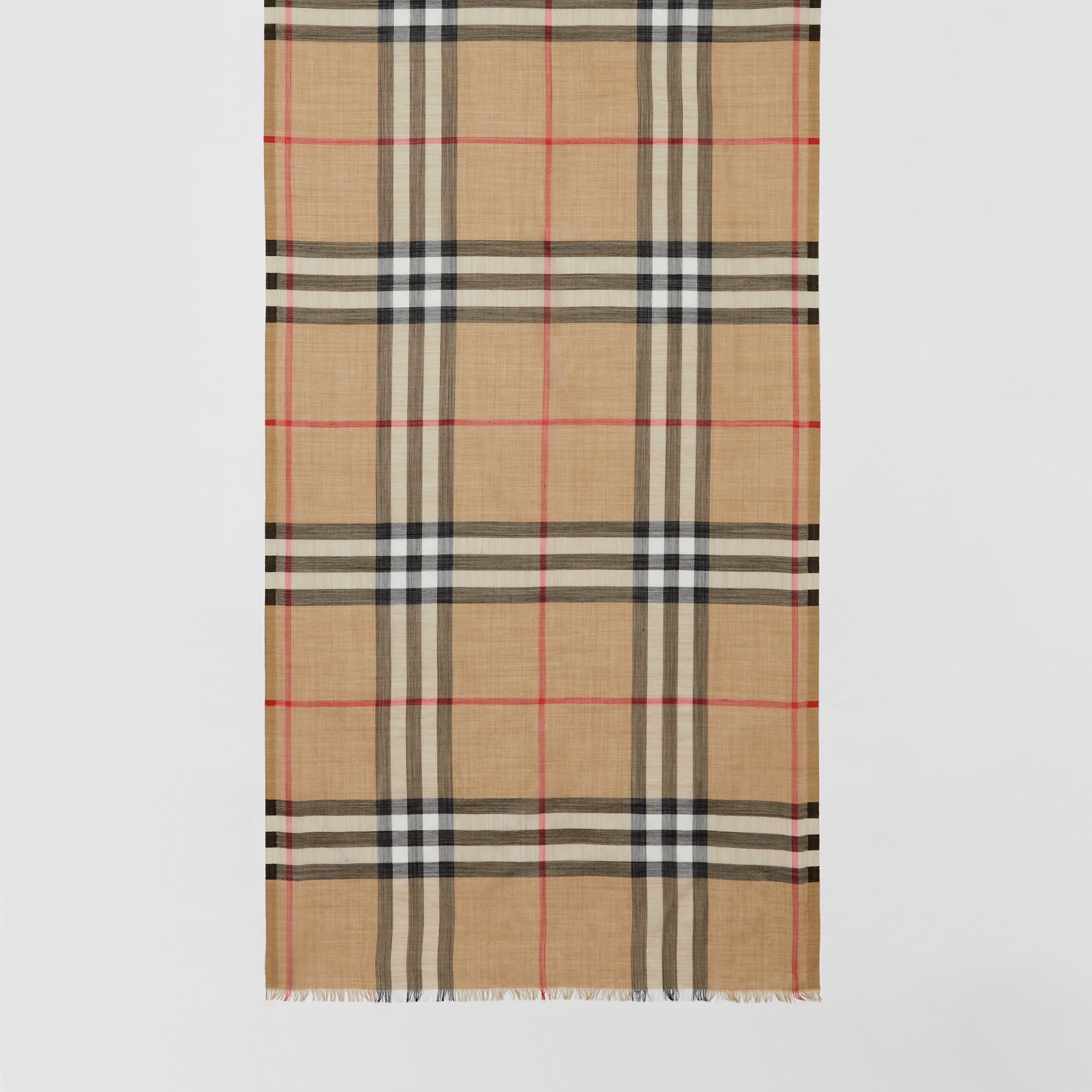 Lightweight Check Wool Silk Scarf in Archive Beige | Burberry® Official - 4