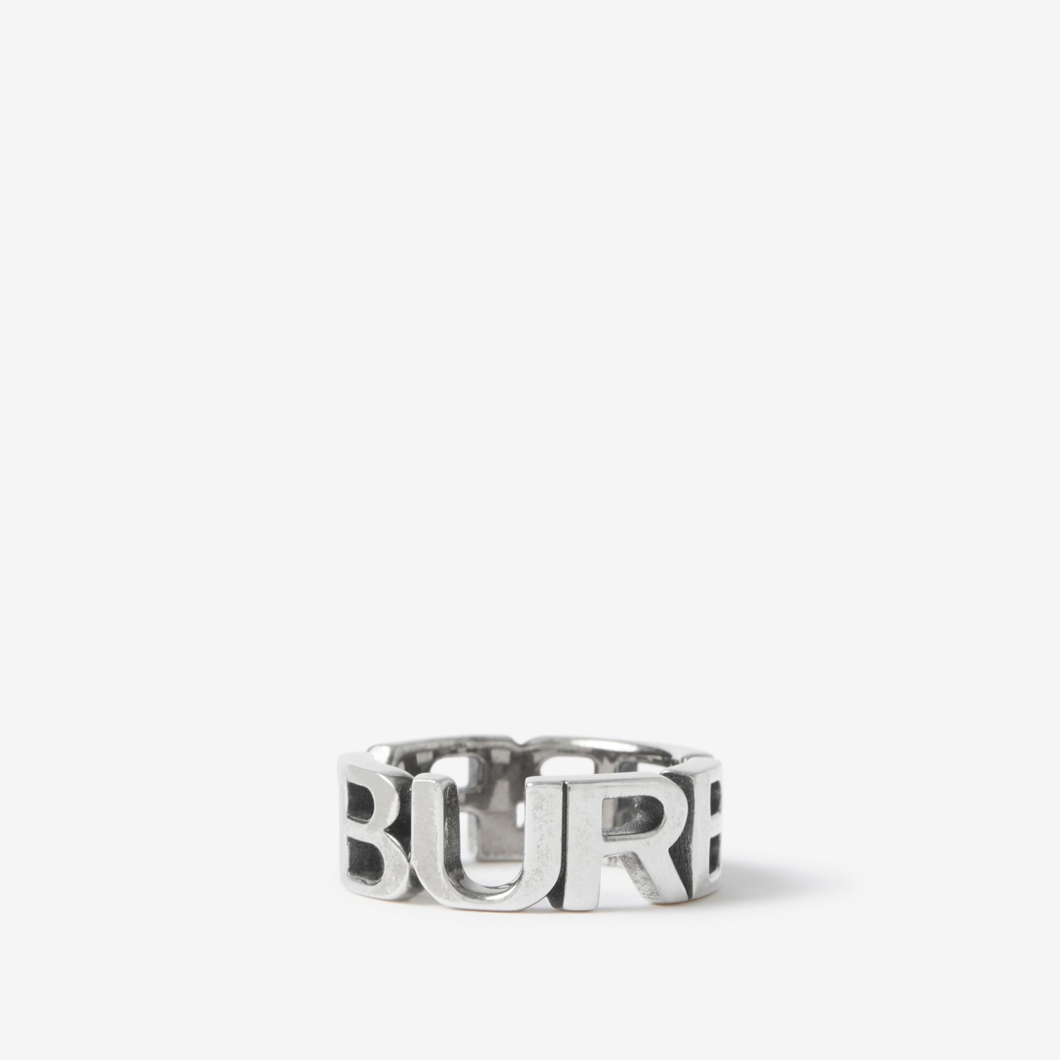 Palladium-plated Logo Ring in Vintage Steel - Men | Burberry® Official