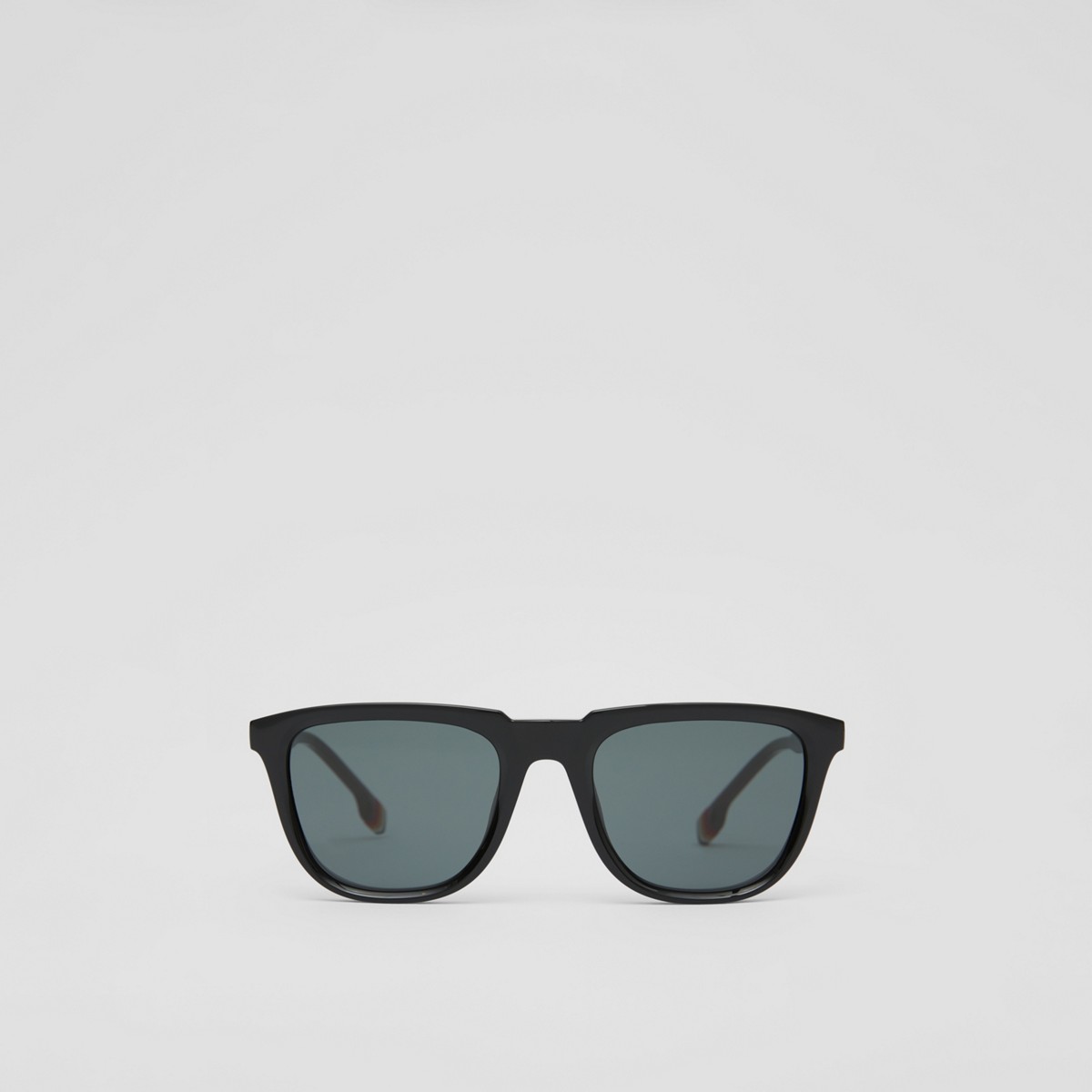 Burberry Stripe Detail Square Frame Sunglasses In Black