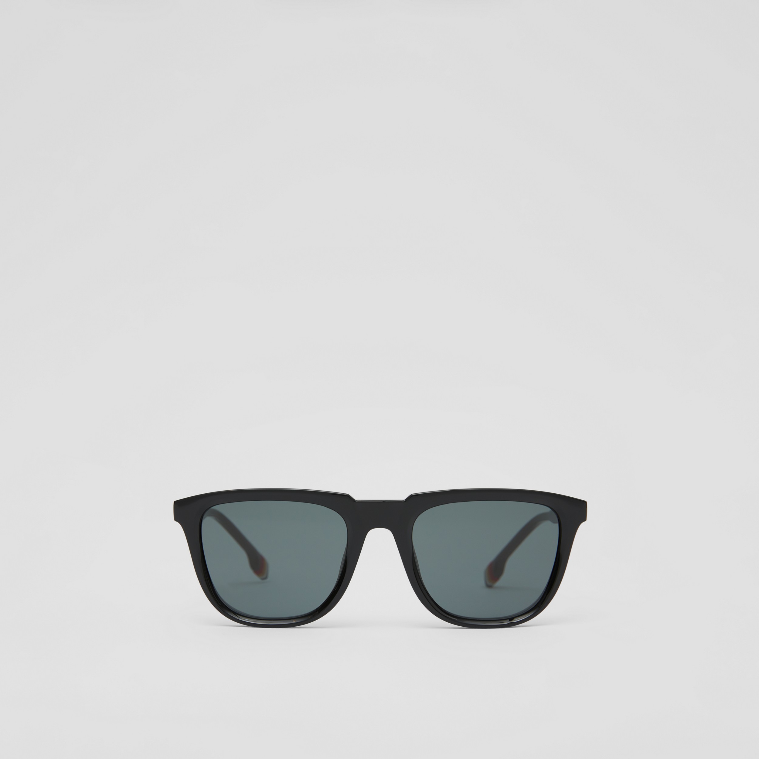 Stripe Detail Square Frame Sunglasses in Black - Men | Burberry® Official - 1