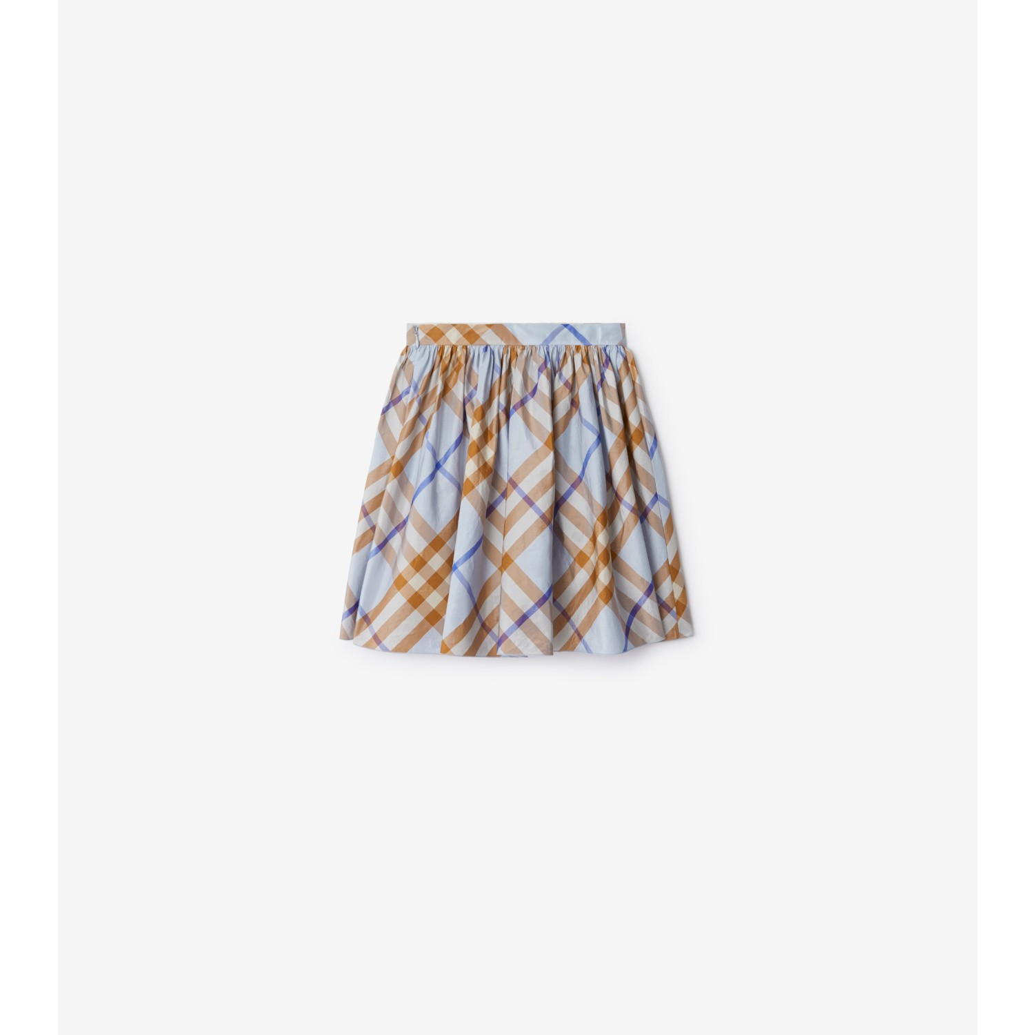 Pleated Check Silk Skirt