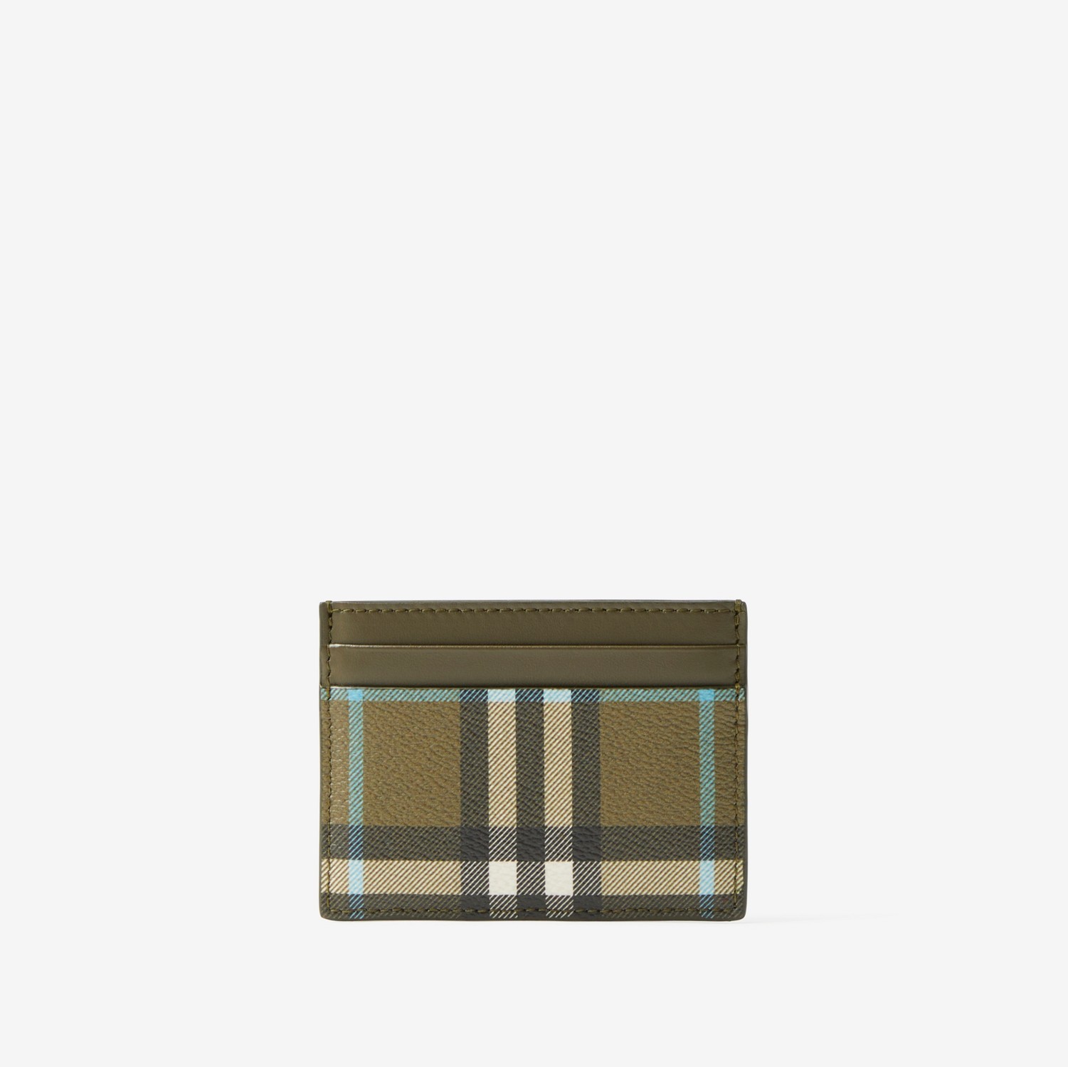 Check and Leather Card Case in Olive Green - Women | Burberry® Official