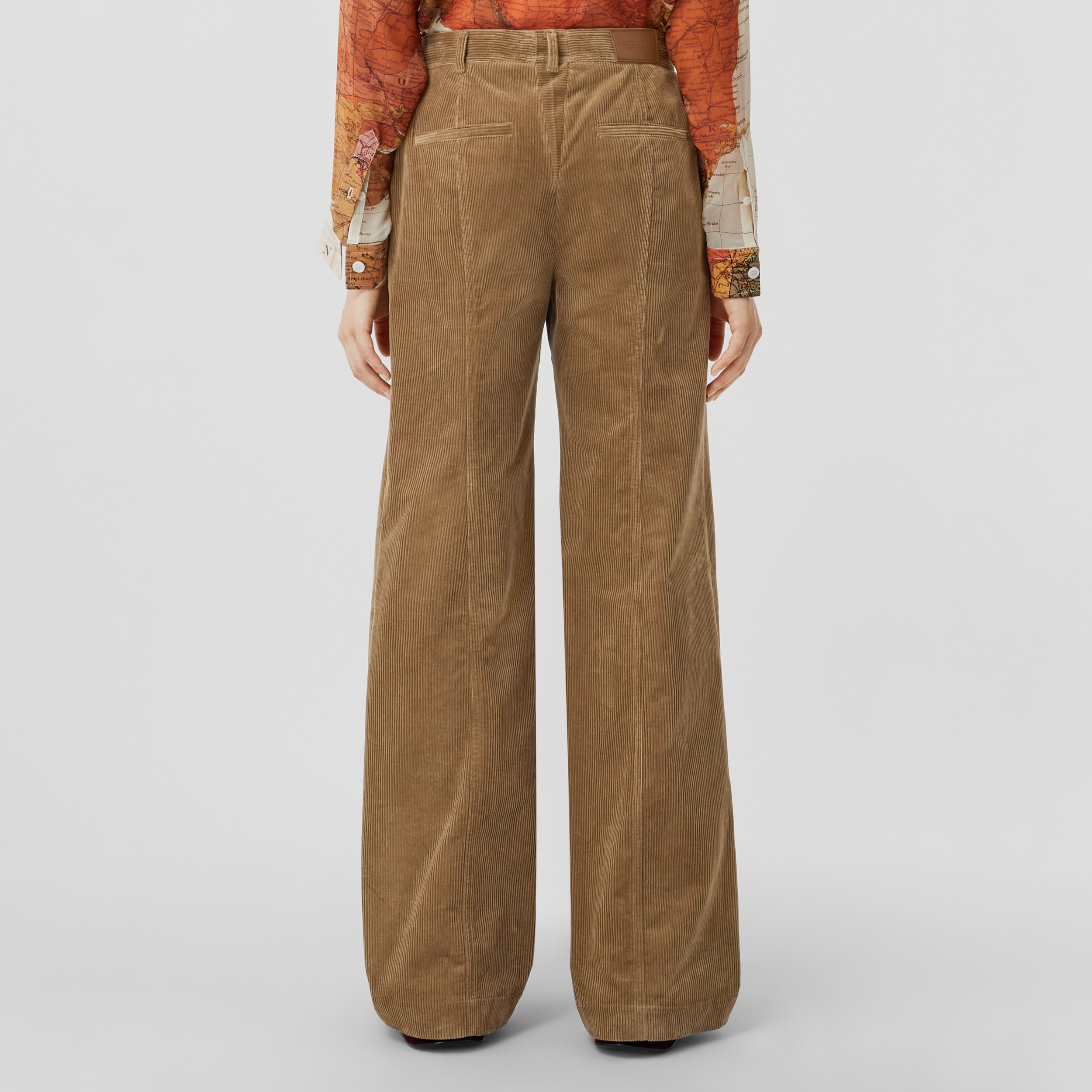 Corduroy Wide-leg Trousers in Camel - Women | Burberry® Official - 3