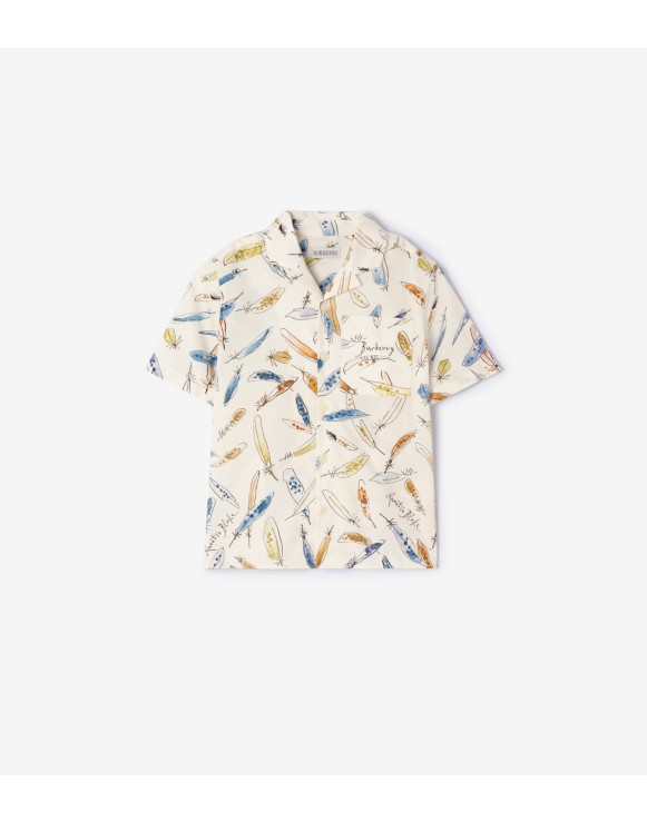 Feather Print Cotton Shirt