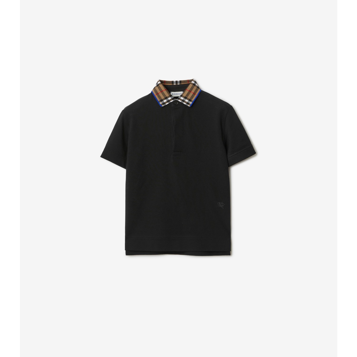 Check Collar Cotton Polo Shirt