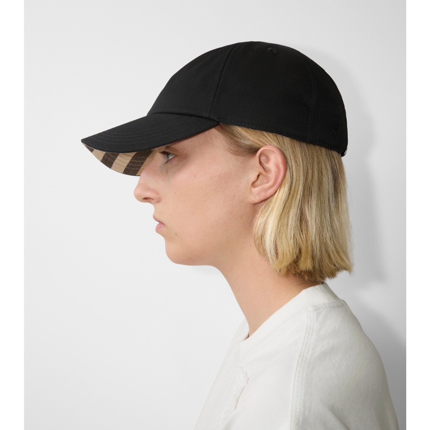 Cotton Blend Baseball Cap in Black Men Burberry Official