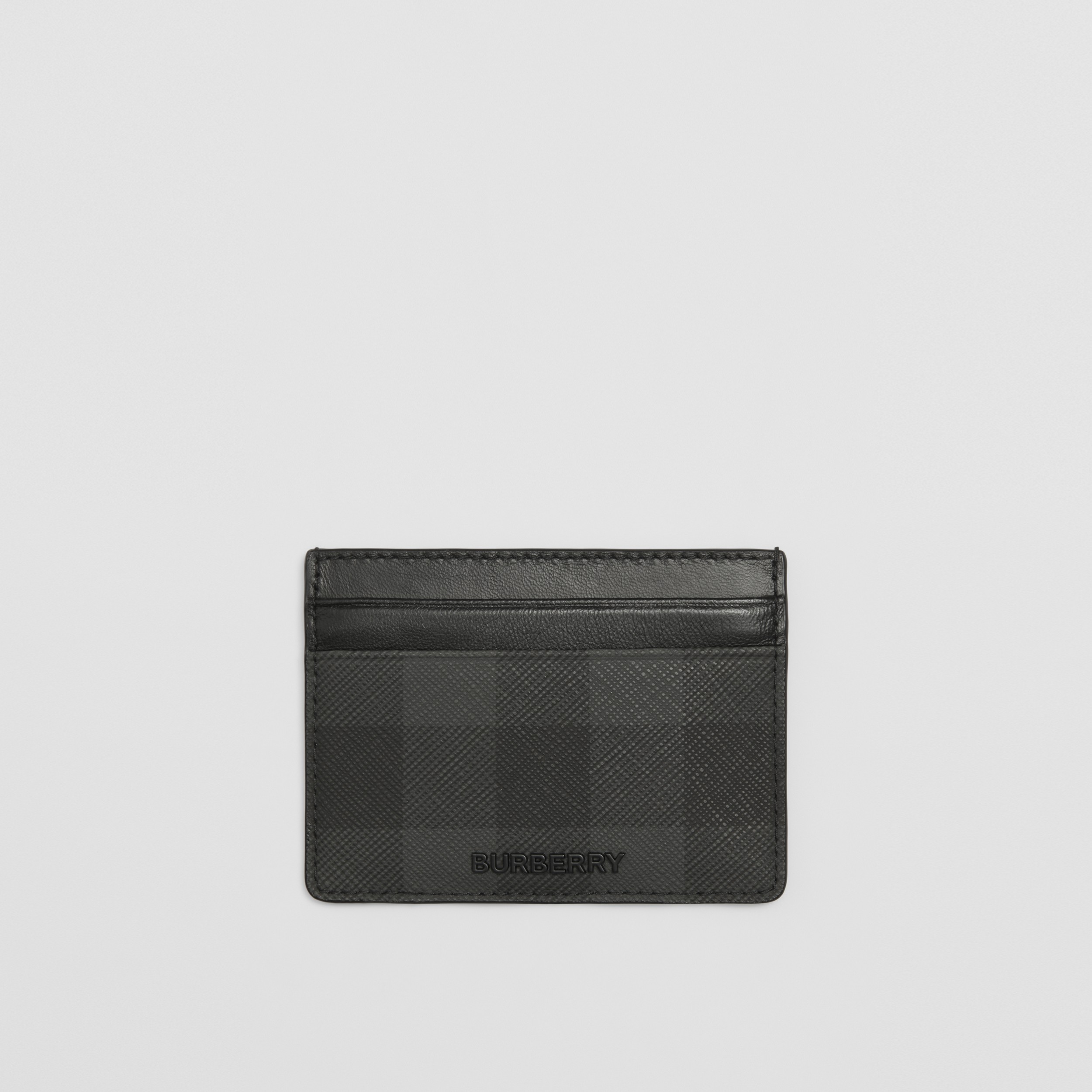Charcoal Check and Leather Card Case - Men | Burberry® Official - 1