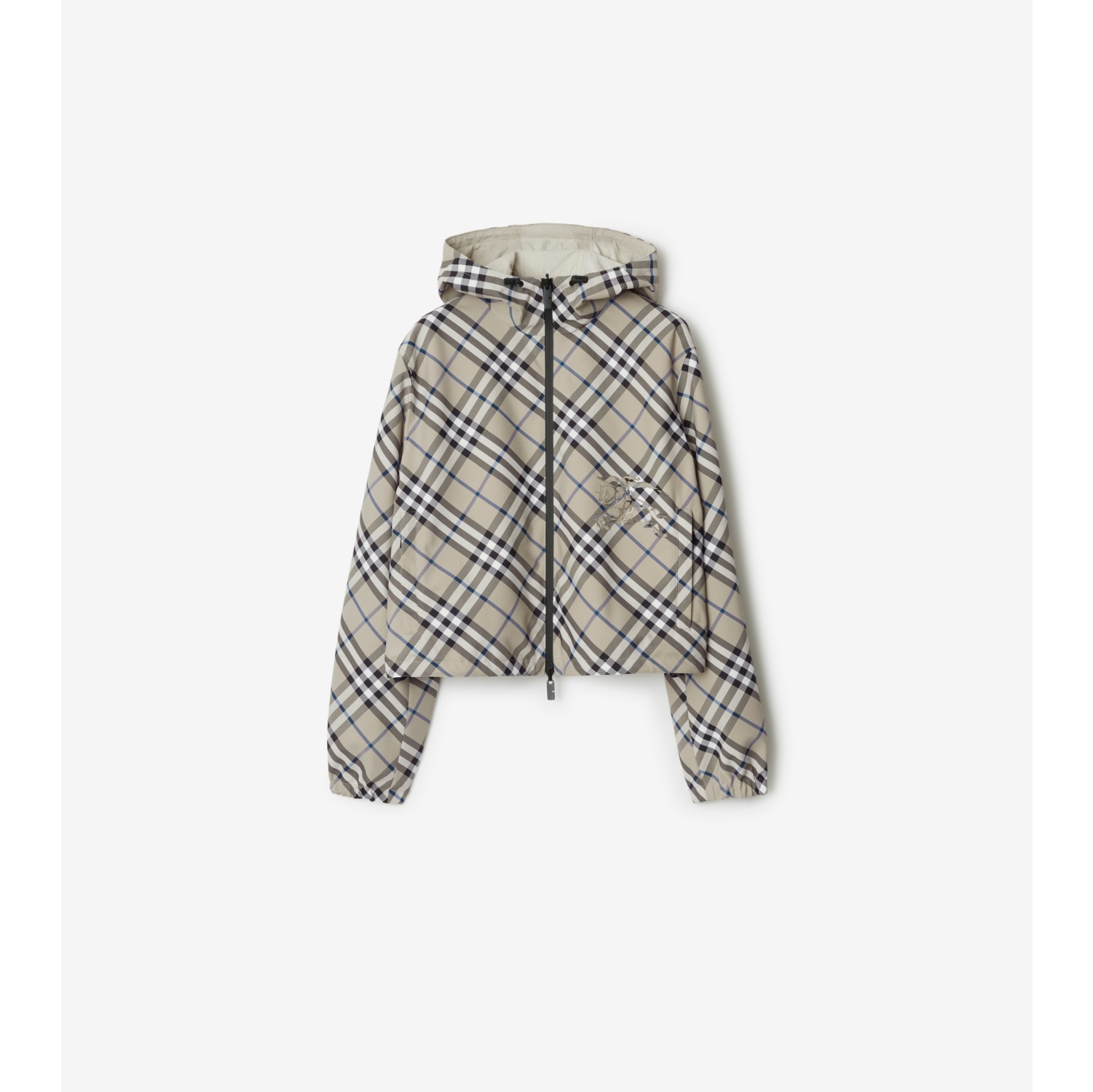 Cropped Reversible Check Jacket