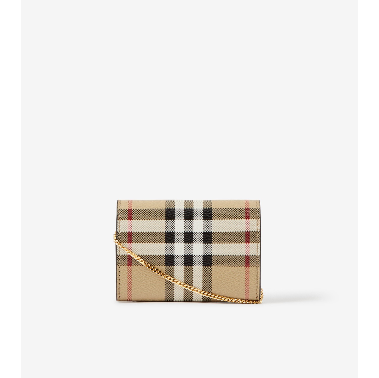 Burberry Check Card Case with Detachable Chain Strap