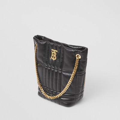 Small Quilted Lambskin Lola Bucket Bag in Black - Women | Burberry 