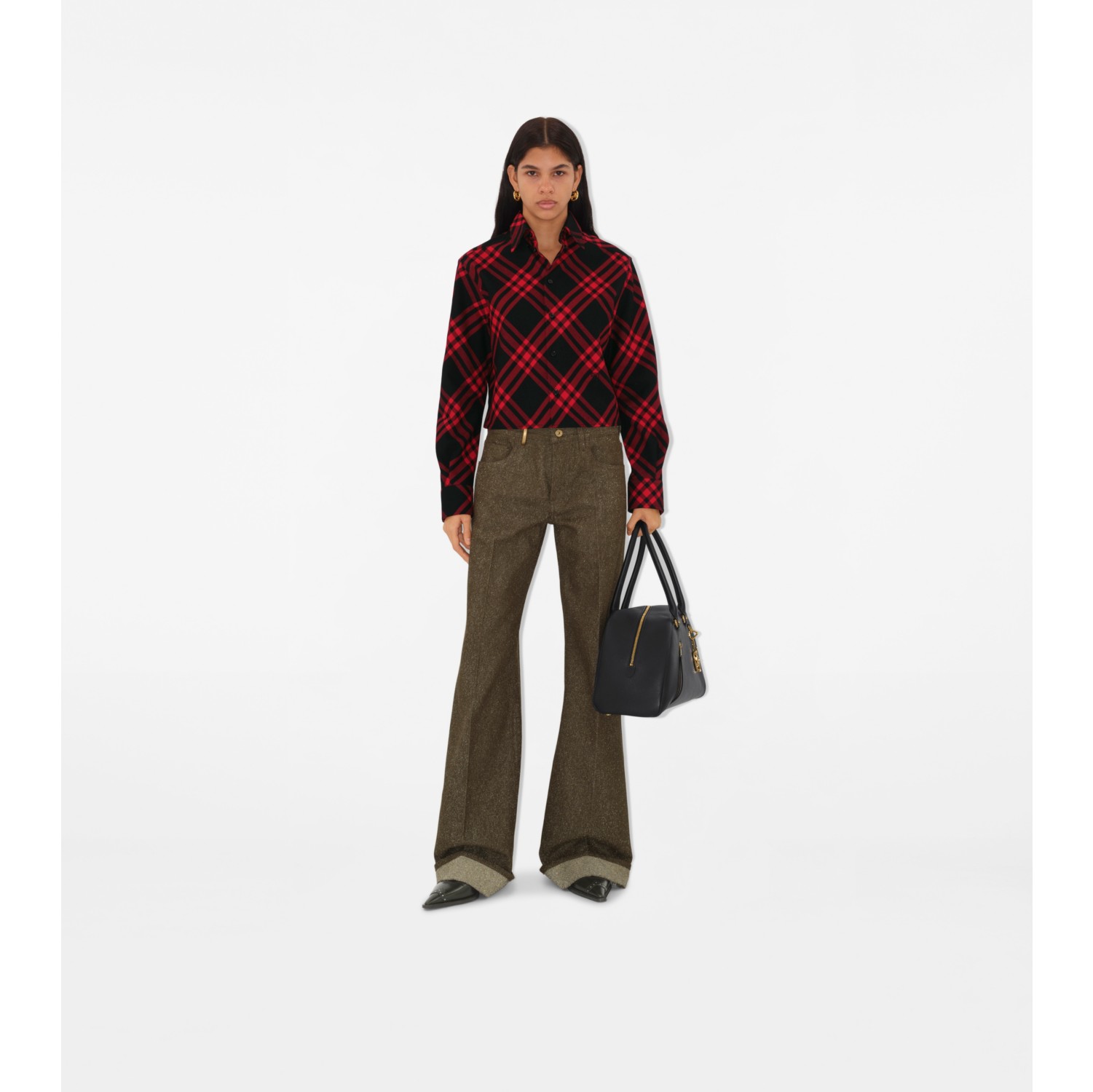 Cropped Check Cotton Shirt