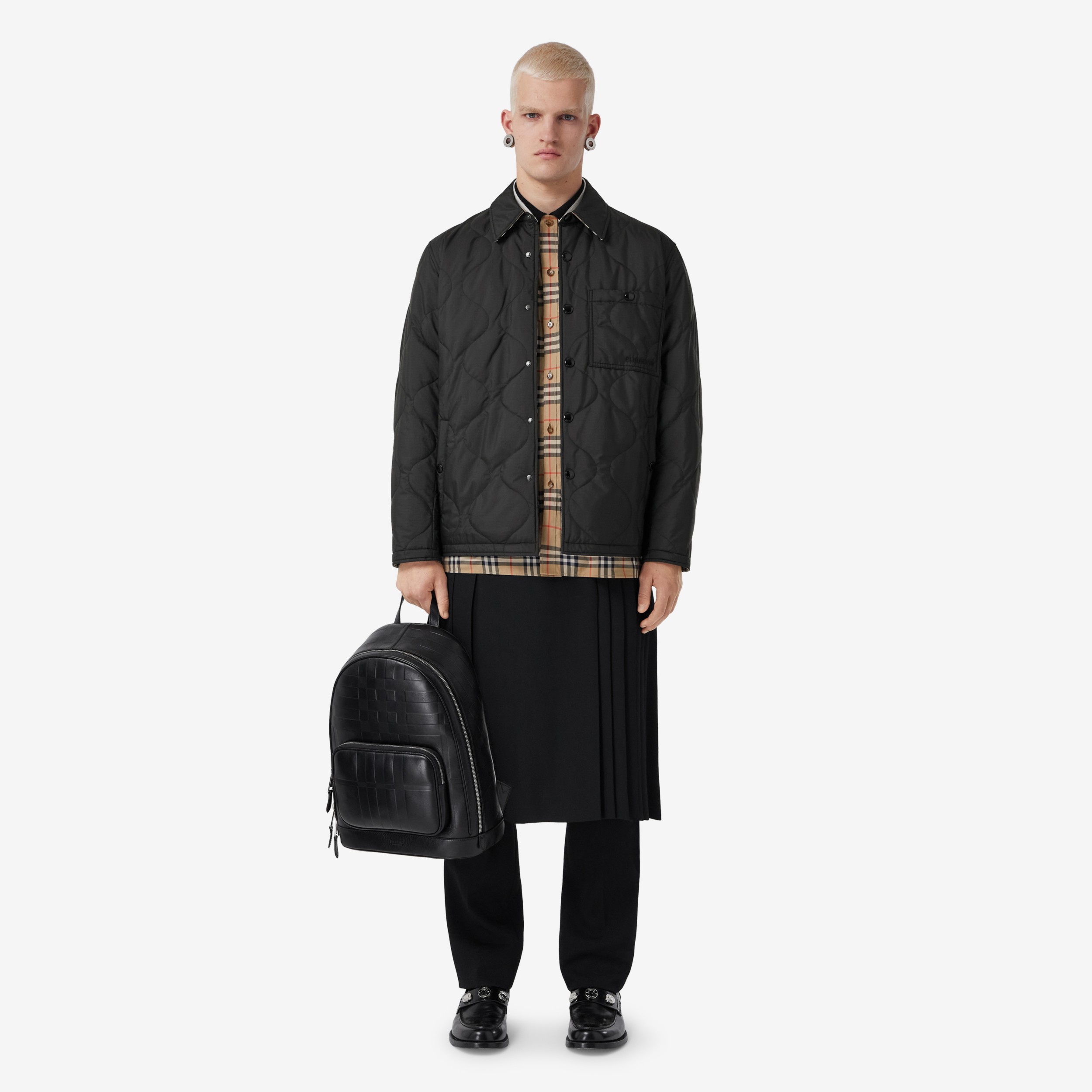 Check Thermoregulated Reversible Overshirt in Black | Burberry® Official - 2