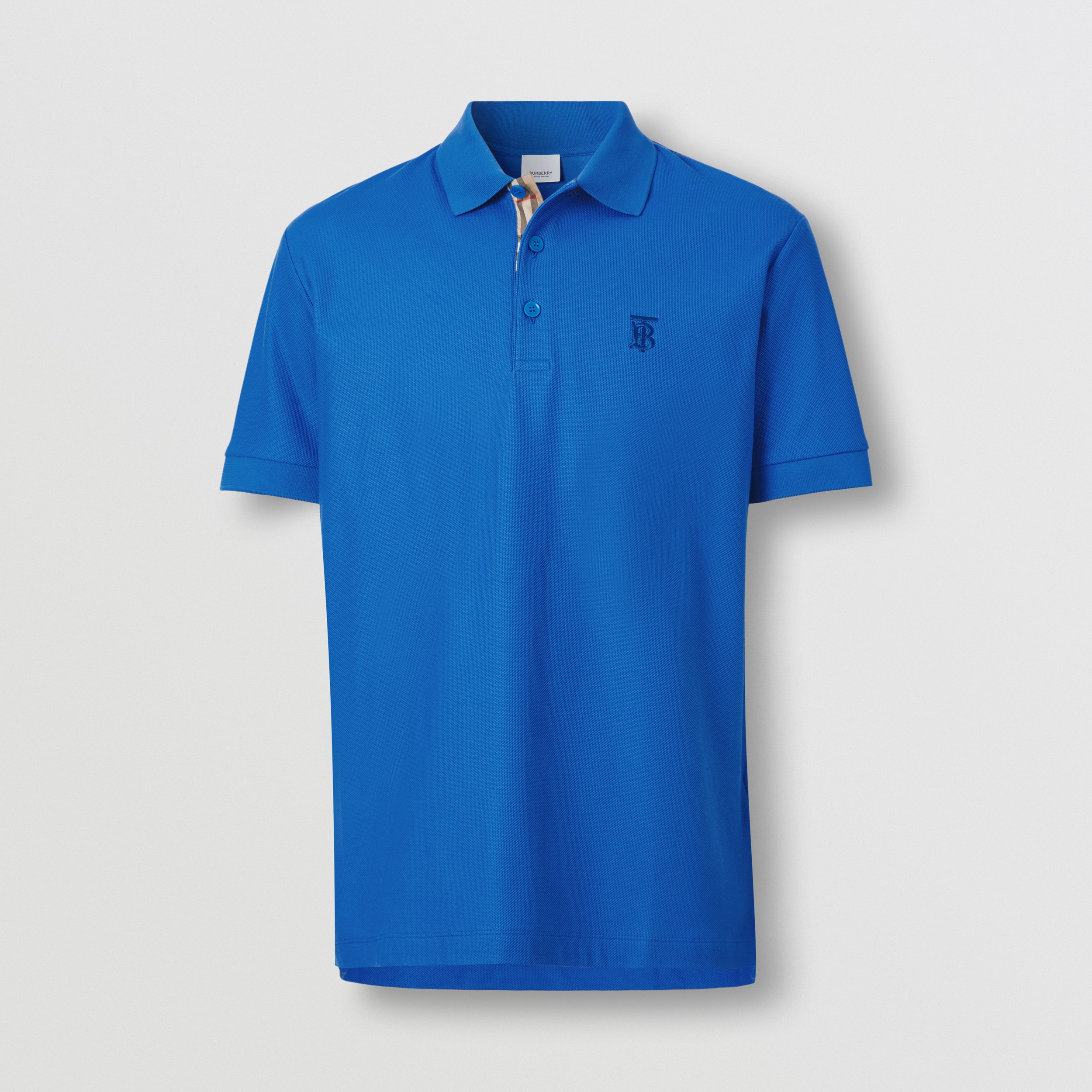 Passiv Ny ankomst Forvent det Monogram Motif Cotton Piqué Polo Shirt in Warm Royal Blue - Men | Burberry®  Official