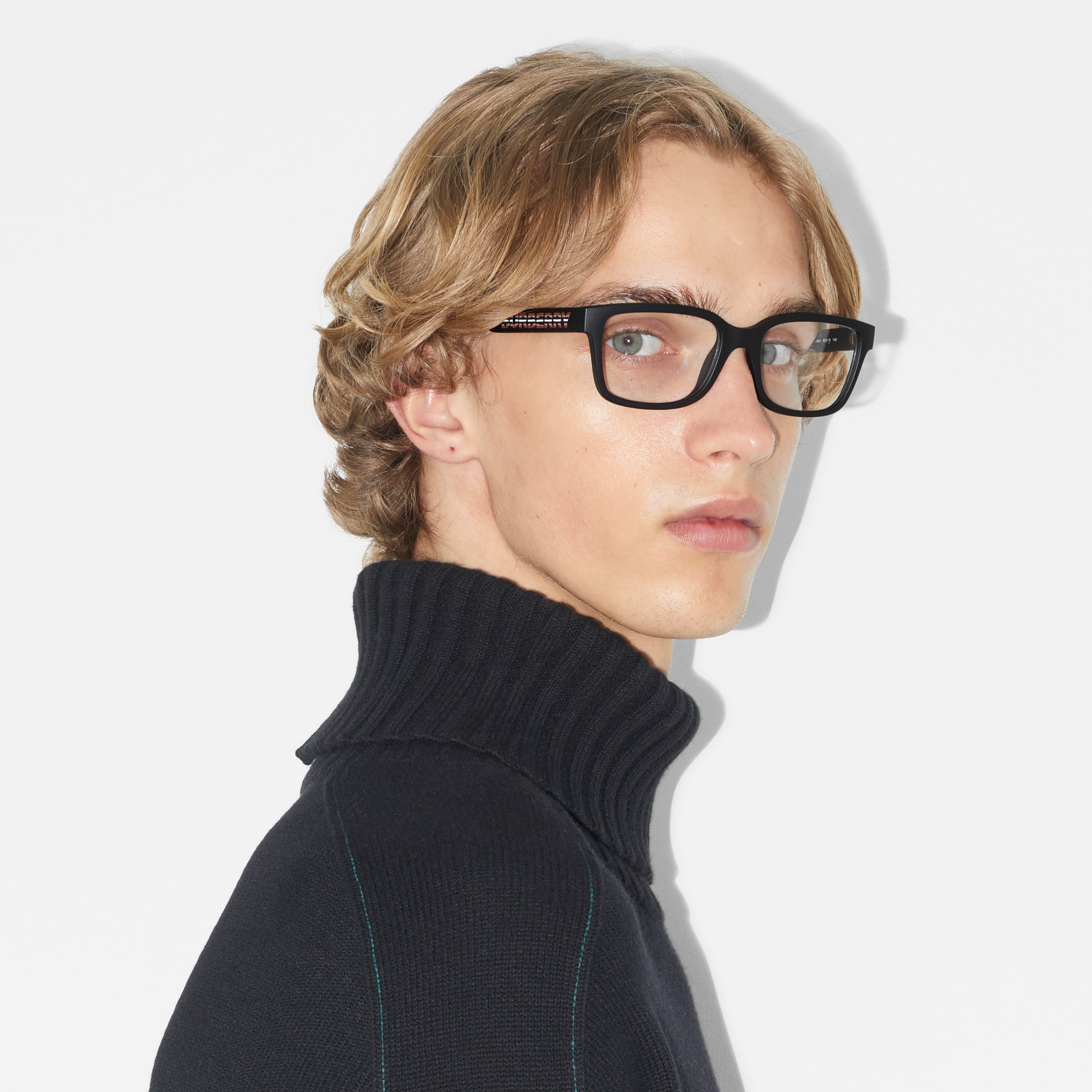 Square Optical Frames in Matte Black | Burberry® Official - 4