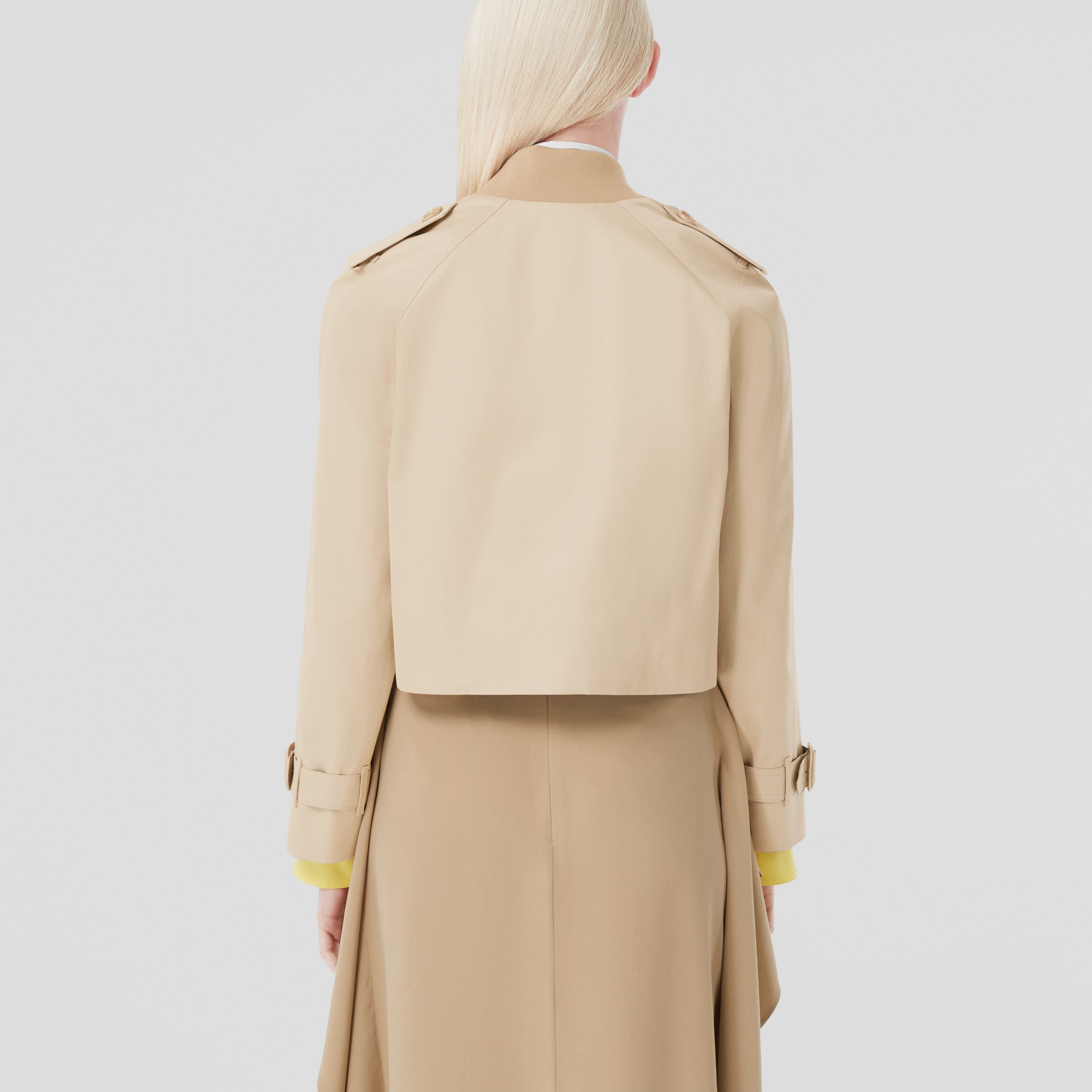 Cotton Gabardine Cropped Trench Coat in Soft Fawn - Women | Burberry® Official - 3