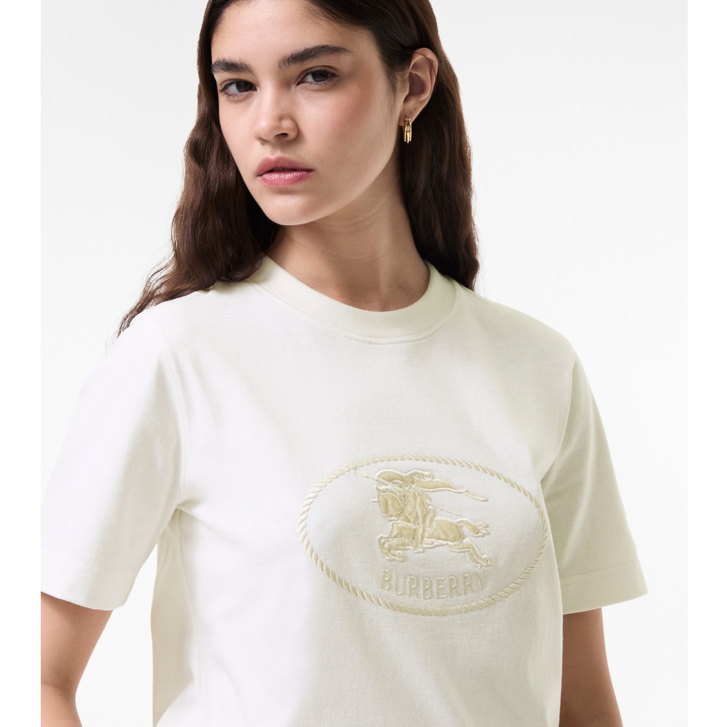 Knight Stamp Cotton T-shirt in Chalk white - Women | Burberry