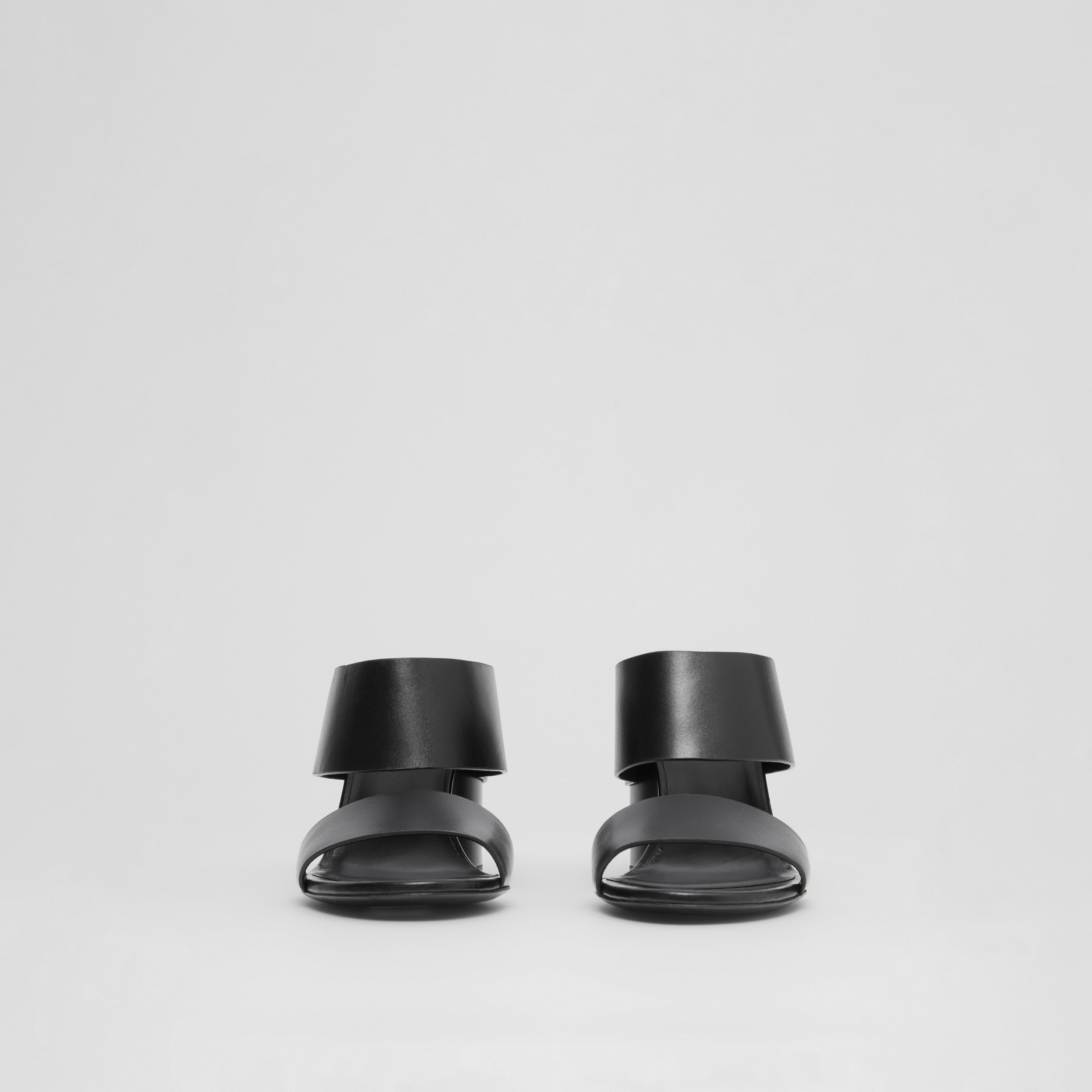 Monogram Motif Leather Block-heel Sandals in Black - Women | Burberry® Official - 4