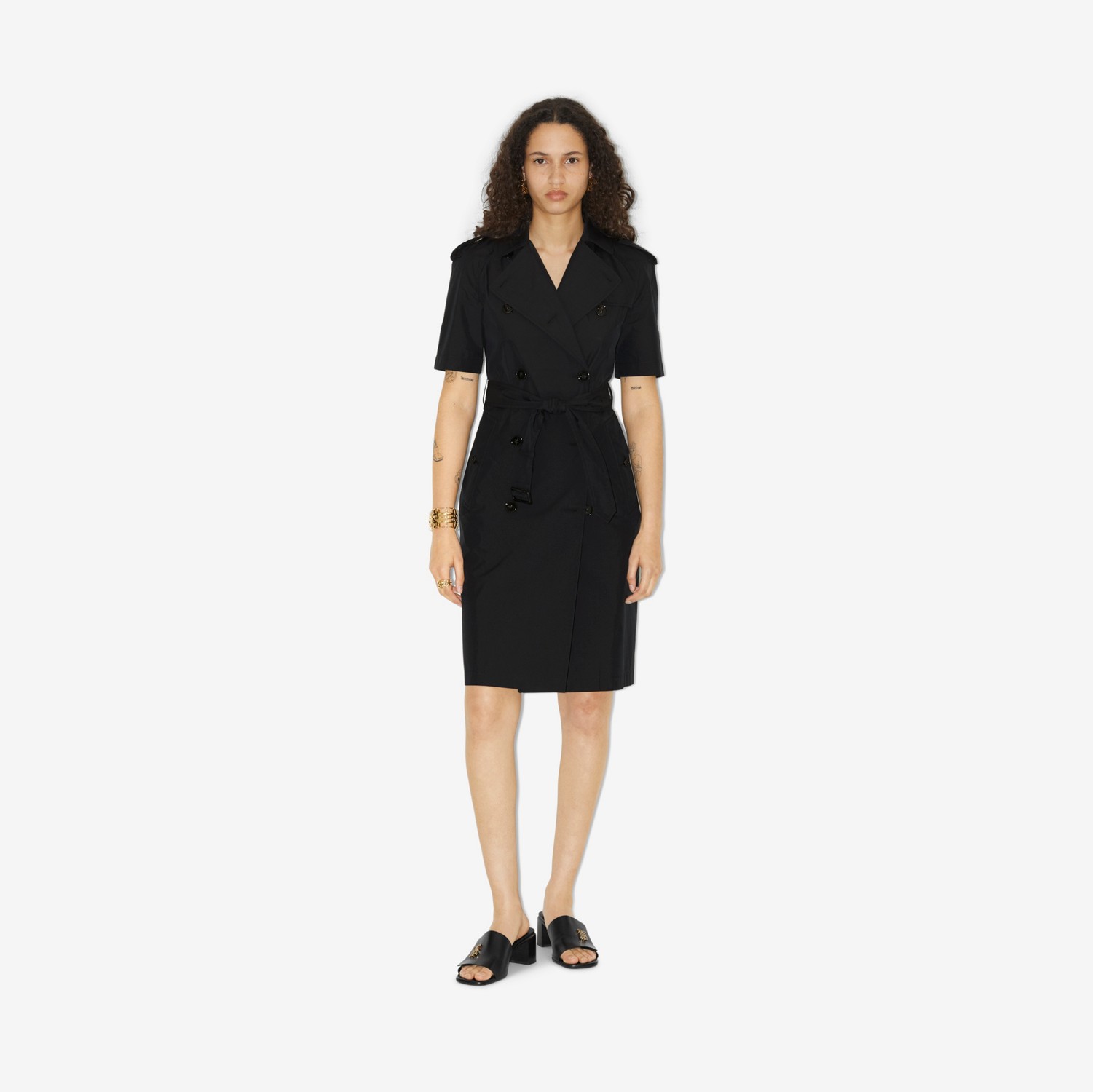 Cotton Blend Trench Dress in Black - Women | Burberry® Official