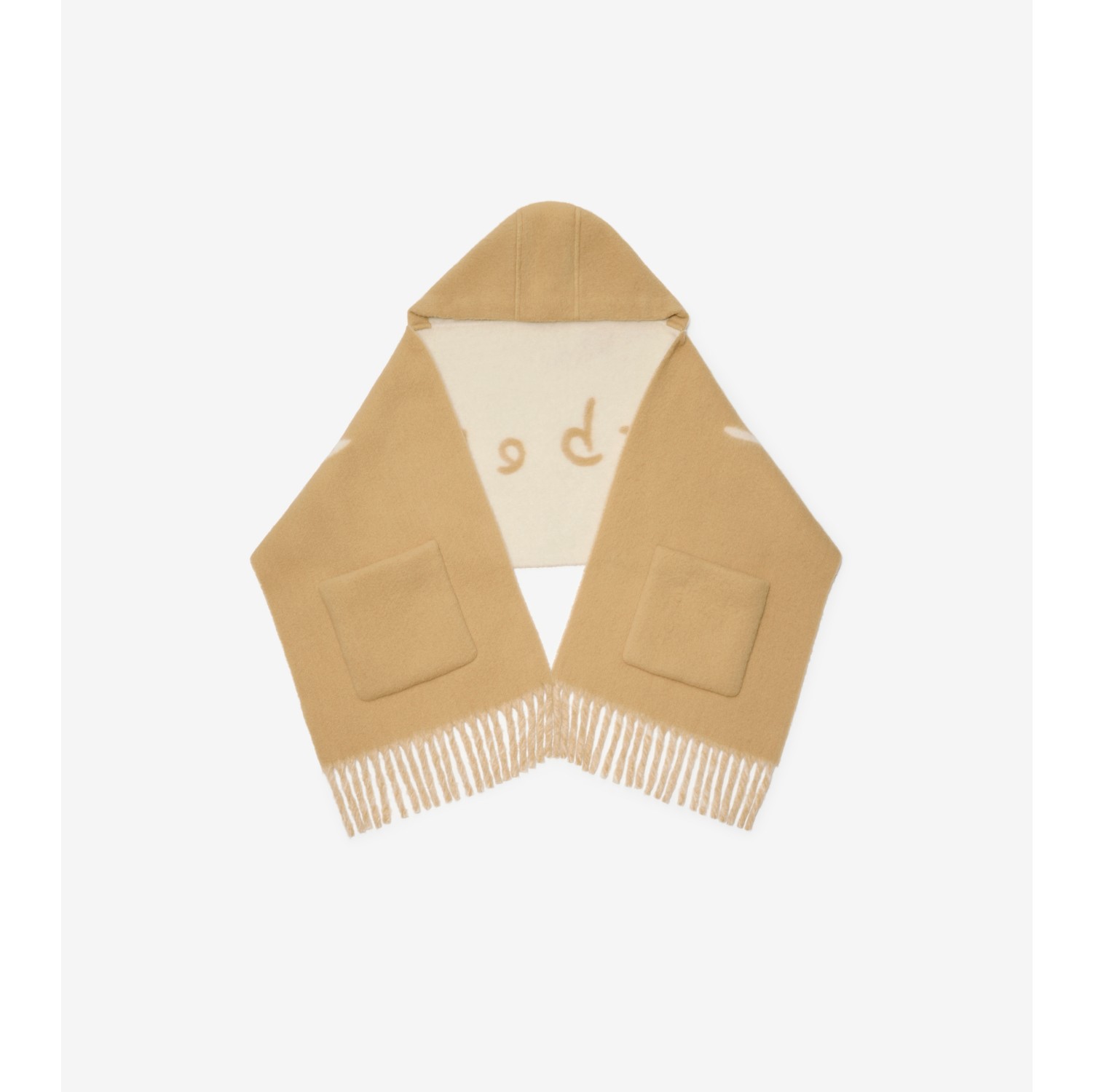 Logo Alpaca Wool Blend Hooded Scarf