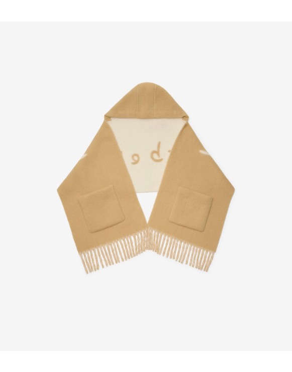 Logo Alpaca Wool Blend Hooded Scarf