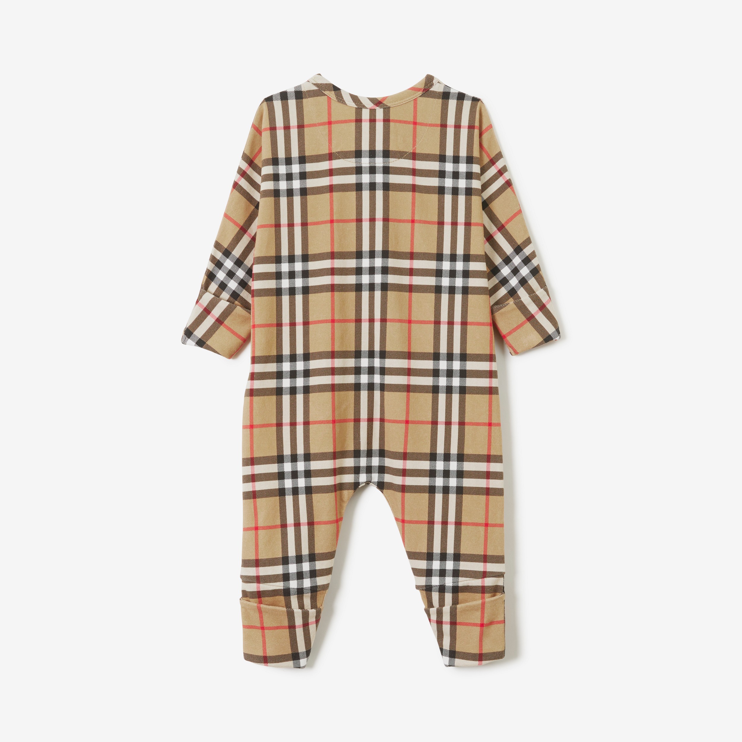 Check Cotton Two-piece Baby Gift Set in Archive Beige - Children | Burberry® Official - 3