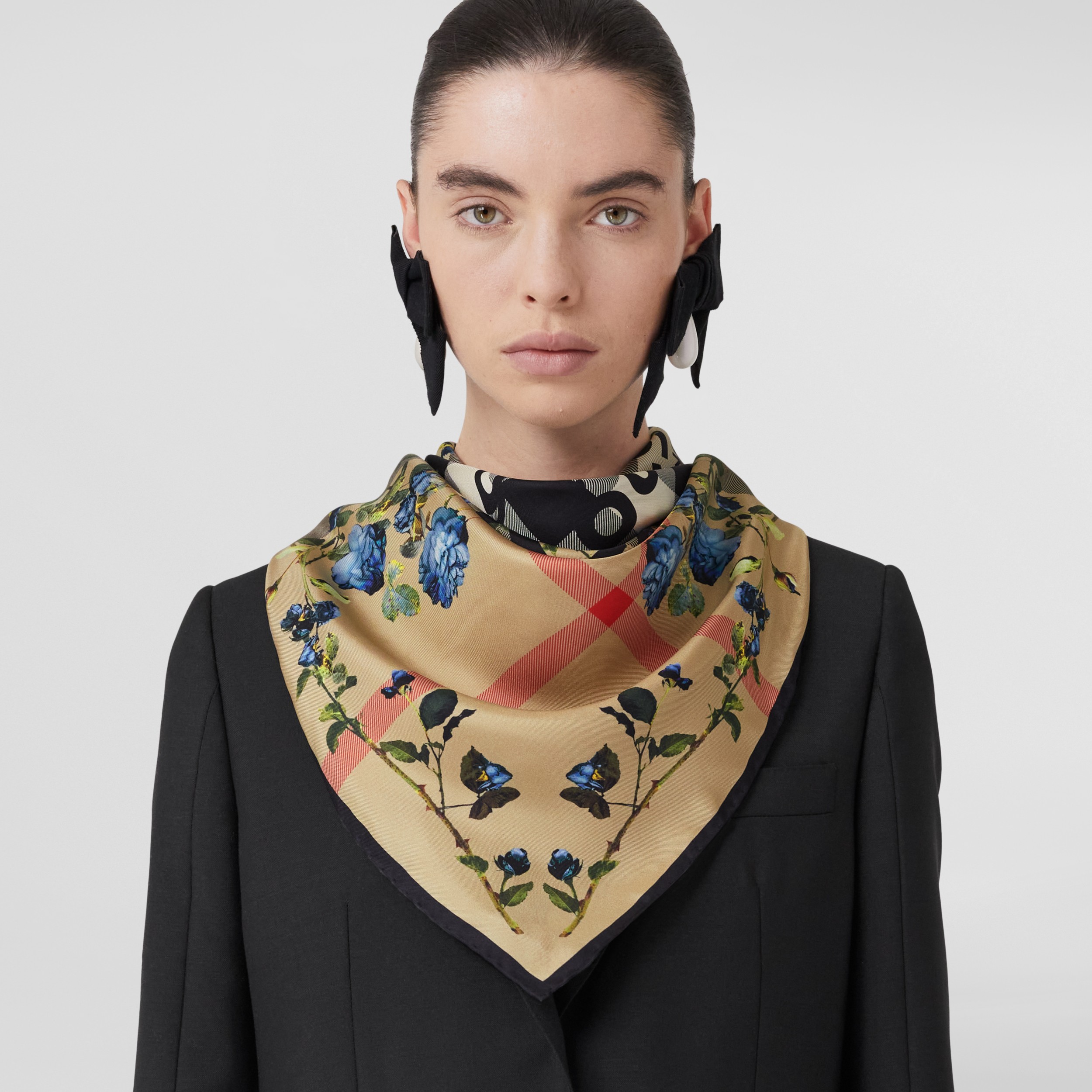 Montage Print Silk Square Scarf in Archive Beige | Burberry® Official - 3