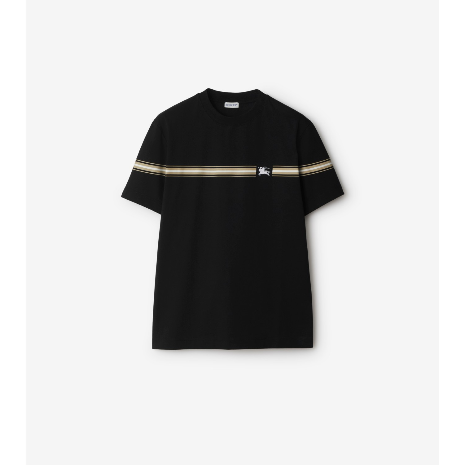 Striped Cotton T-shirt in Black - Men | Burberry® Official
