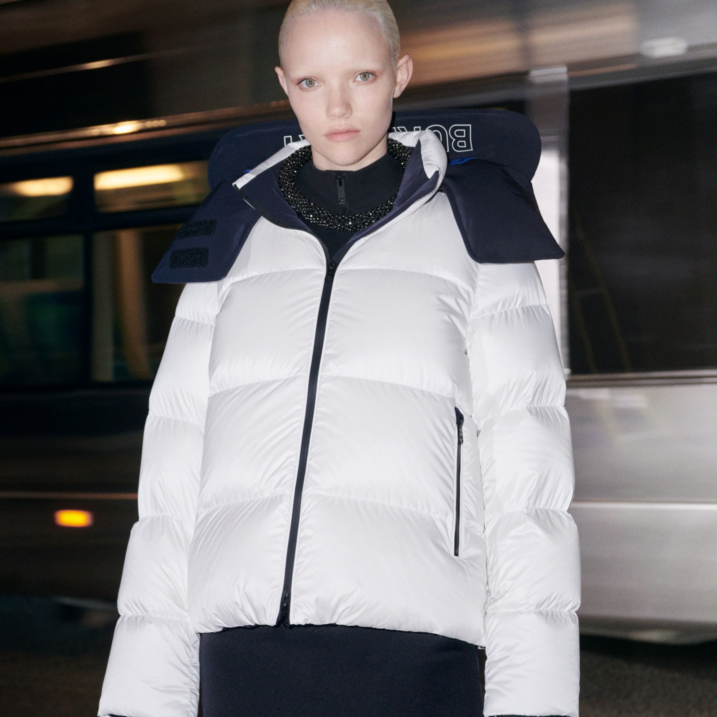 Detachable Hood Nylon Puffer Jacket in Optic White - Women | Burberry® Official - 2