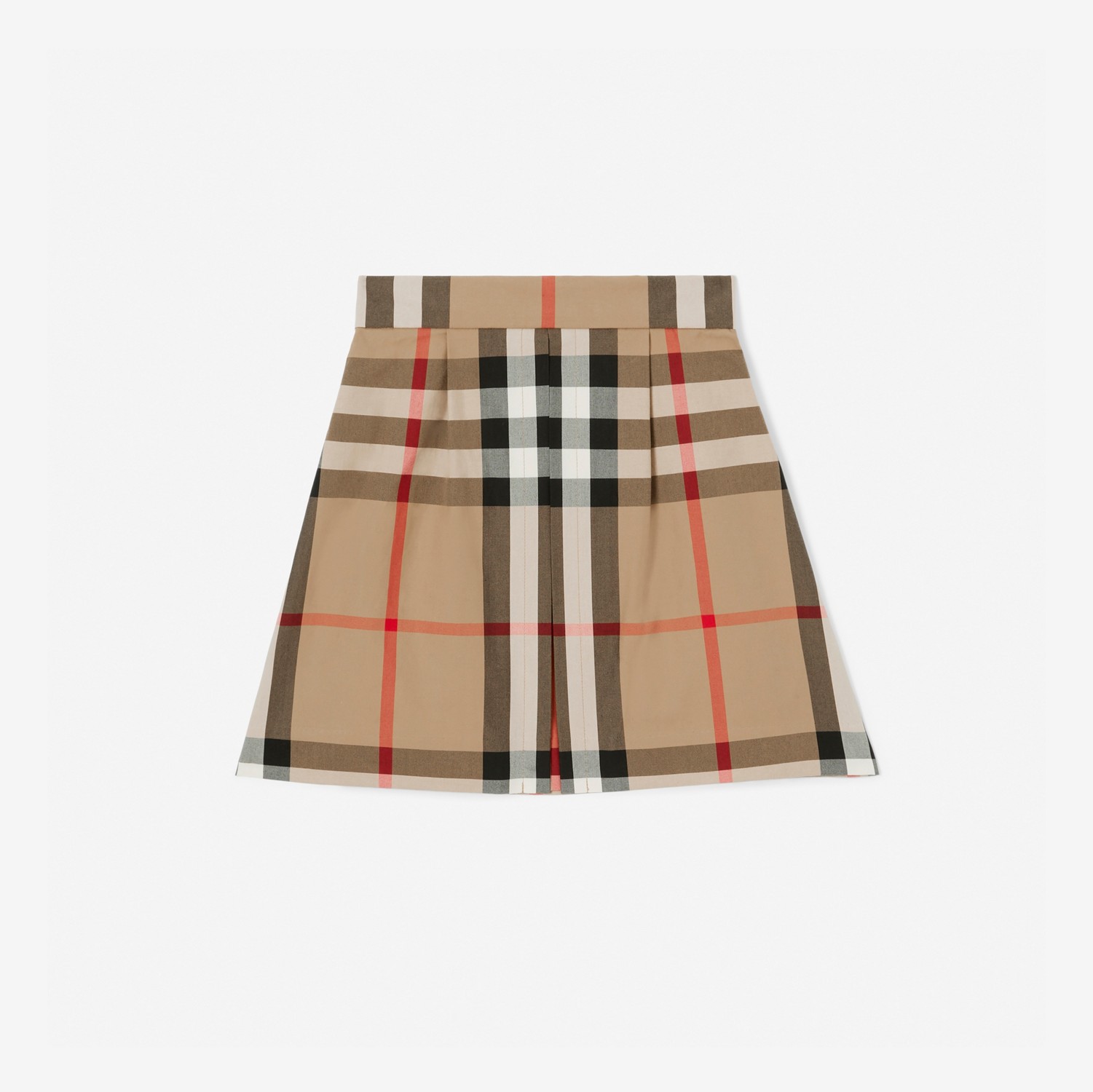 Exaggerated Check Pleated Cotton Skirt