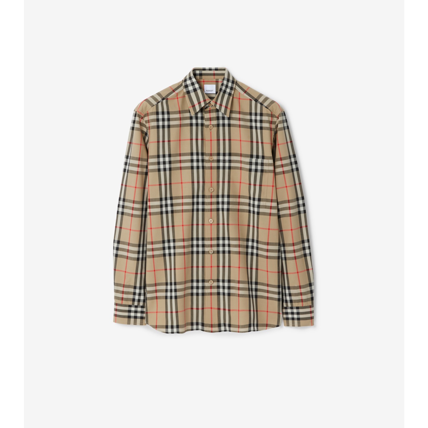 チェック コットンシャツ (アーカイブベージュ) - メンズ, コットン | Burberry®公式サイト