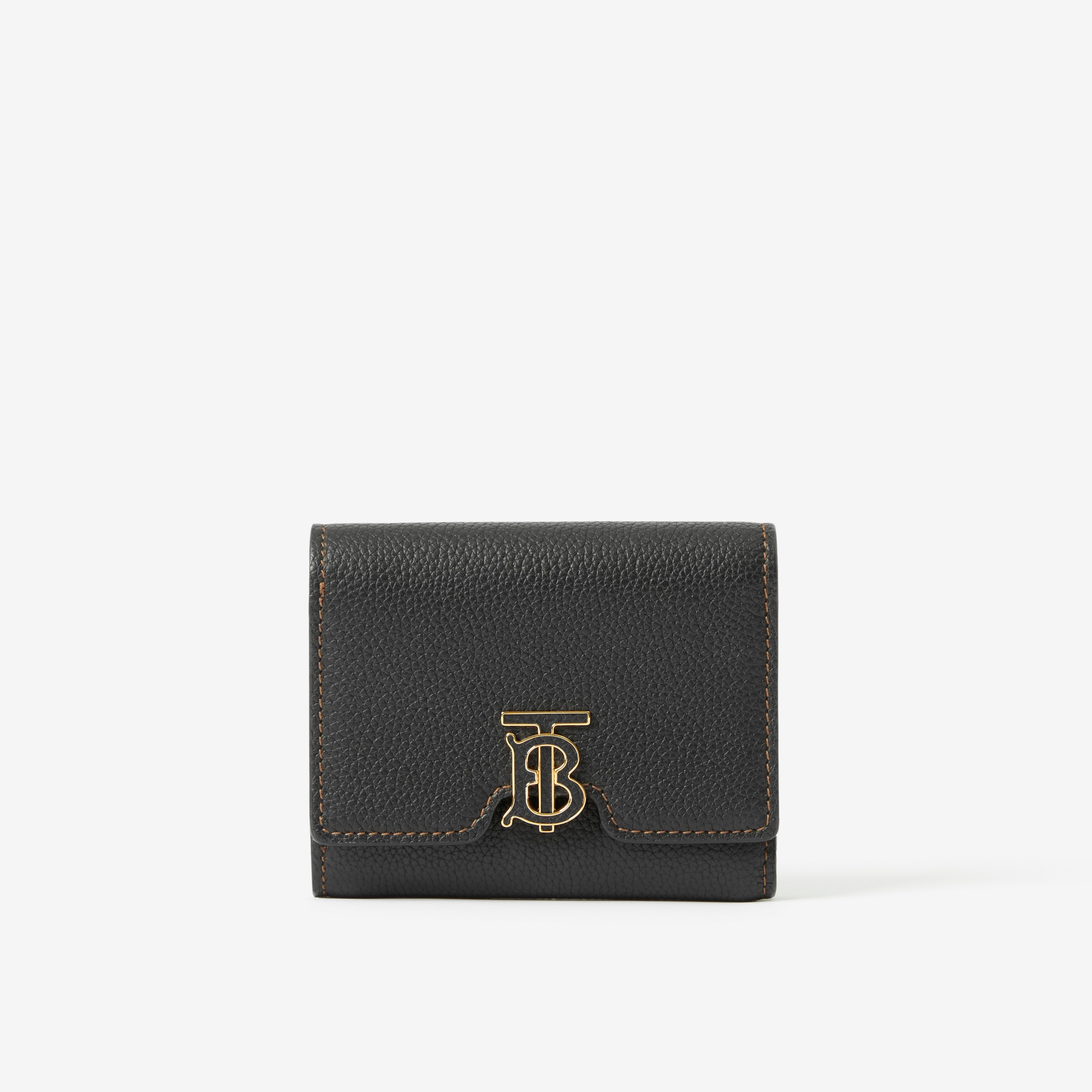 Grainy Leather TB Compact Wallet in Black - Women | Burberry® Official - 1
