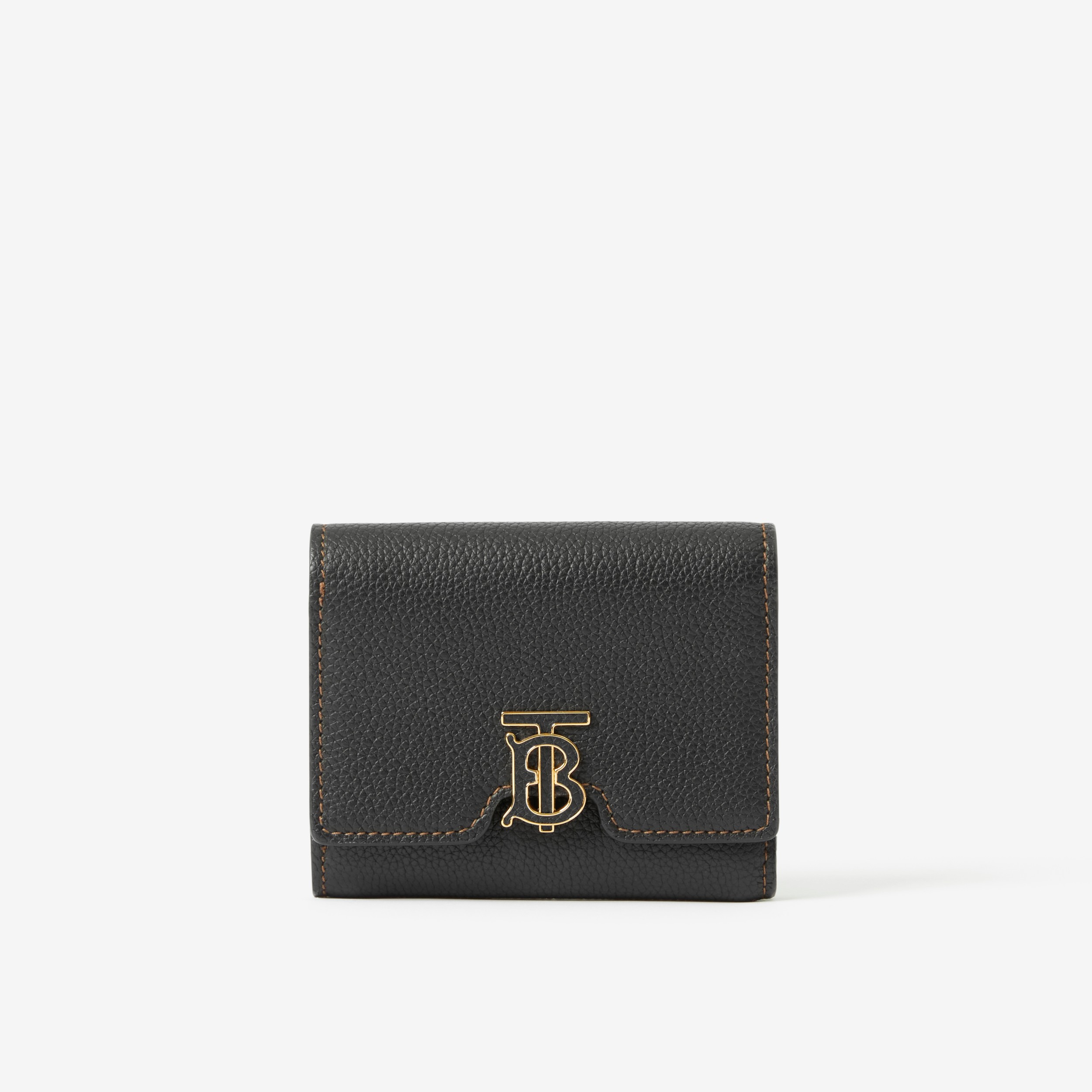 Grainy Leather TB Compact Wallet in Black - Women | Burberry® Official