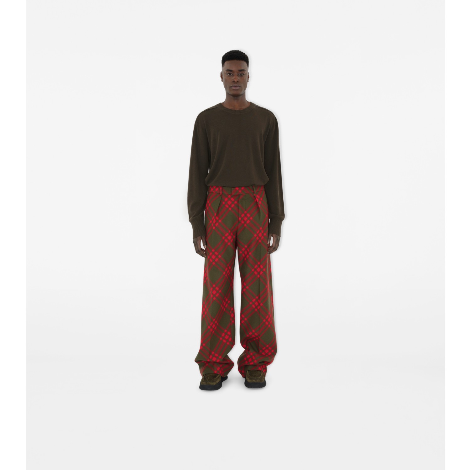 Check Wool Tailored Trousers