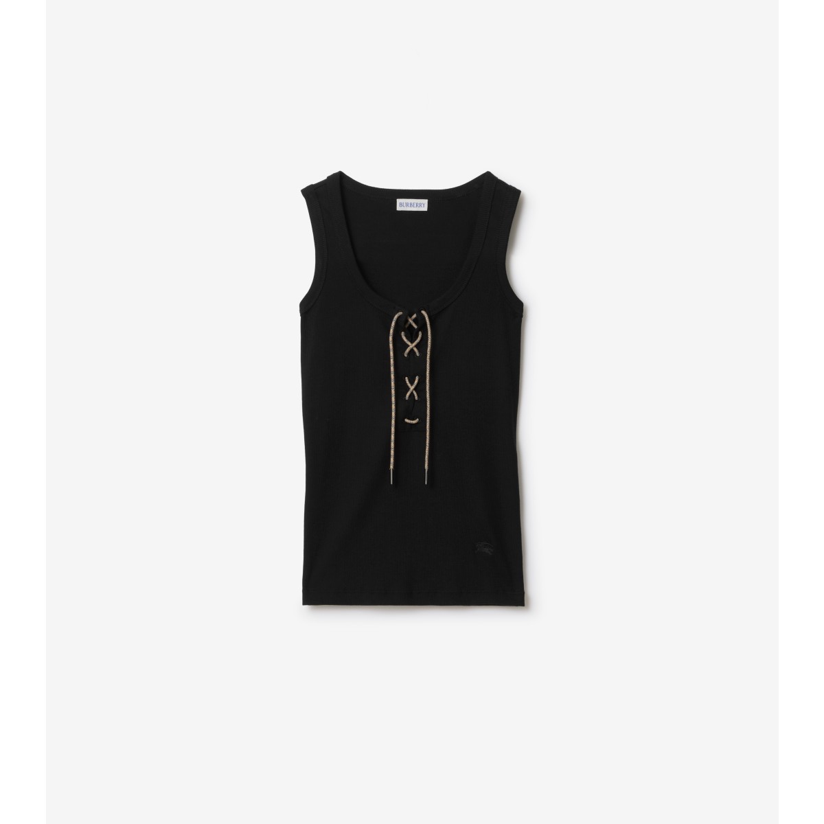  Check Trim Cotton Blend Tank Top