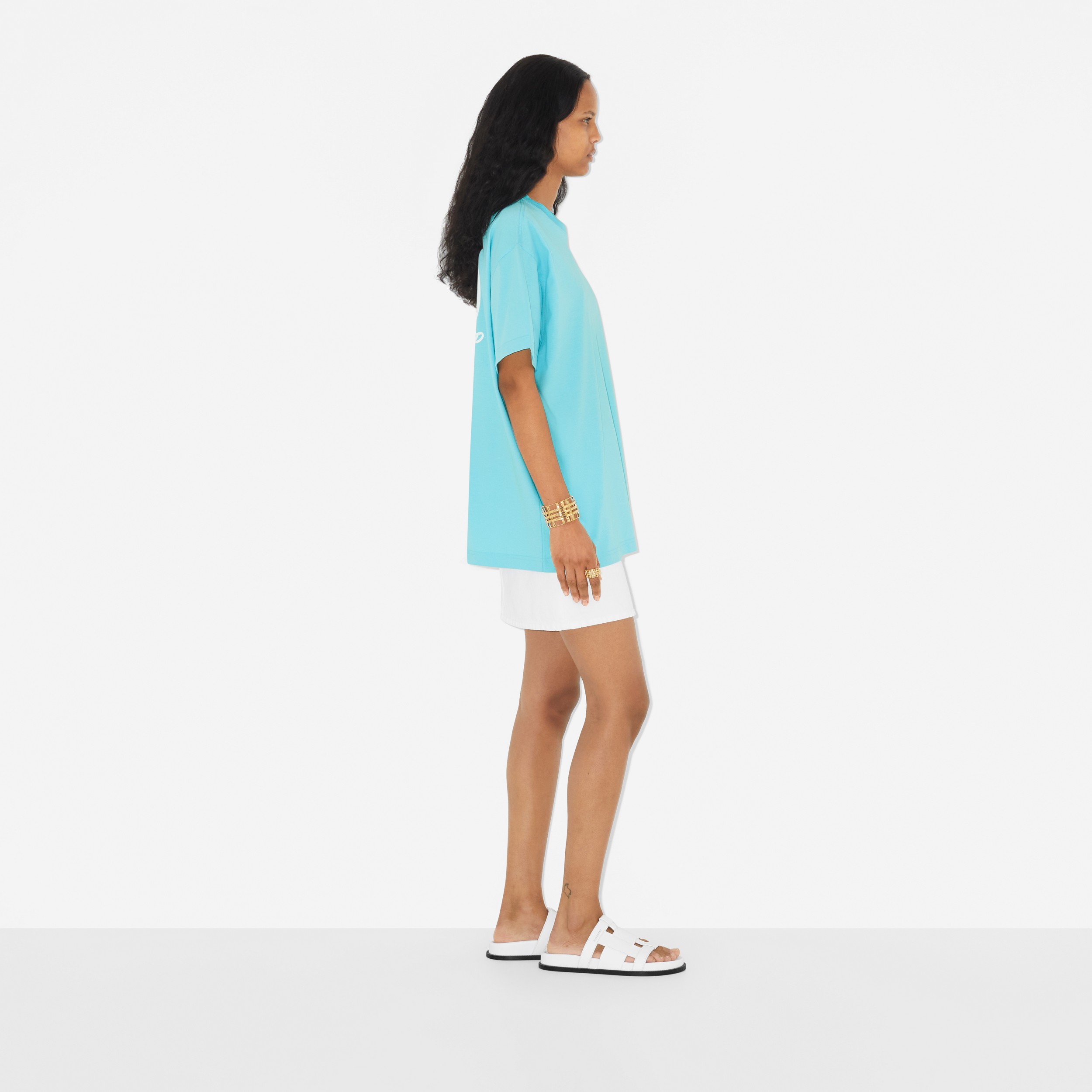 Camiseta en algodón con motivo de camión de helados (Azul Topacio Intenso) - Mujer | Burberry® oficial - 3