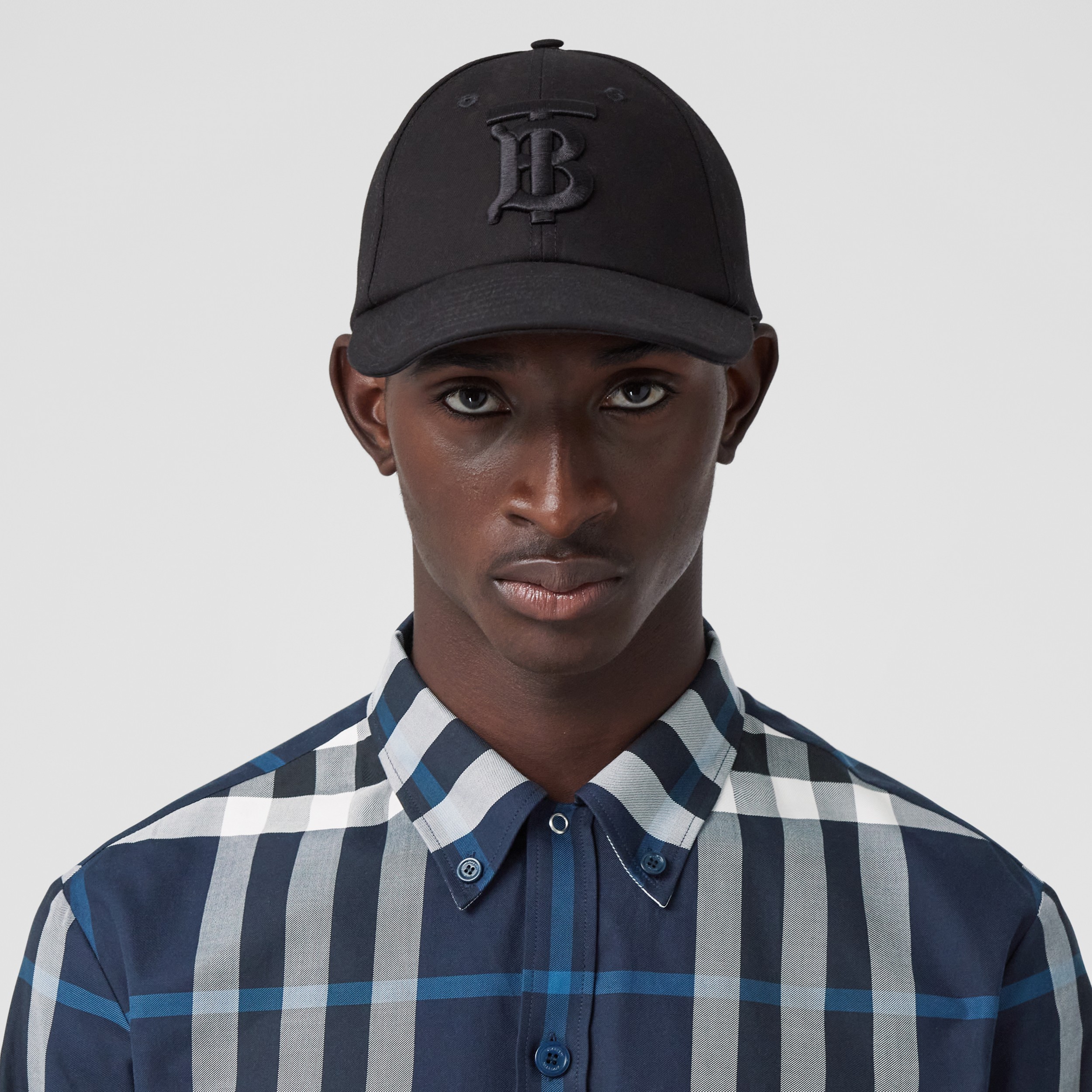 Camisa de sarja de algodão com estampa Night Check (Azul Grafite Escuro/branco) - Homens | Burberry® oficial - 2