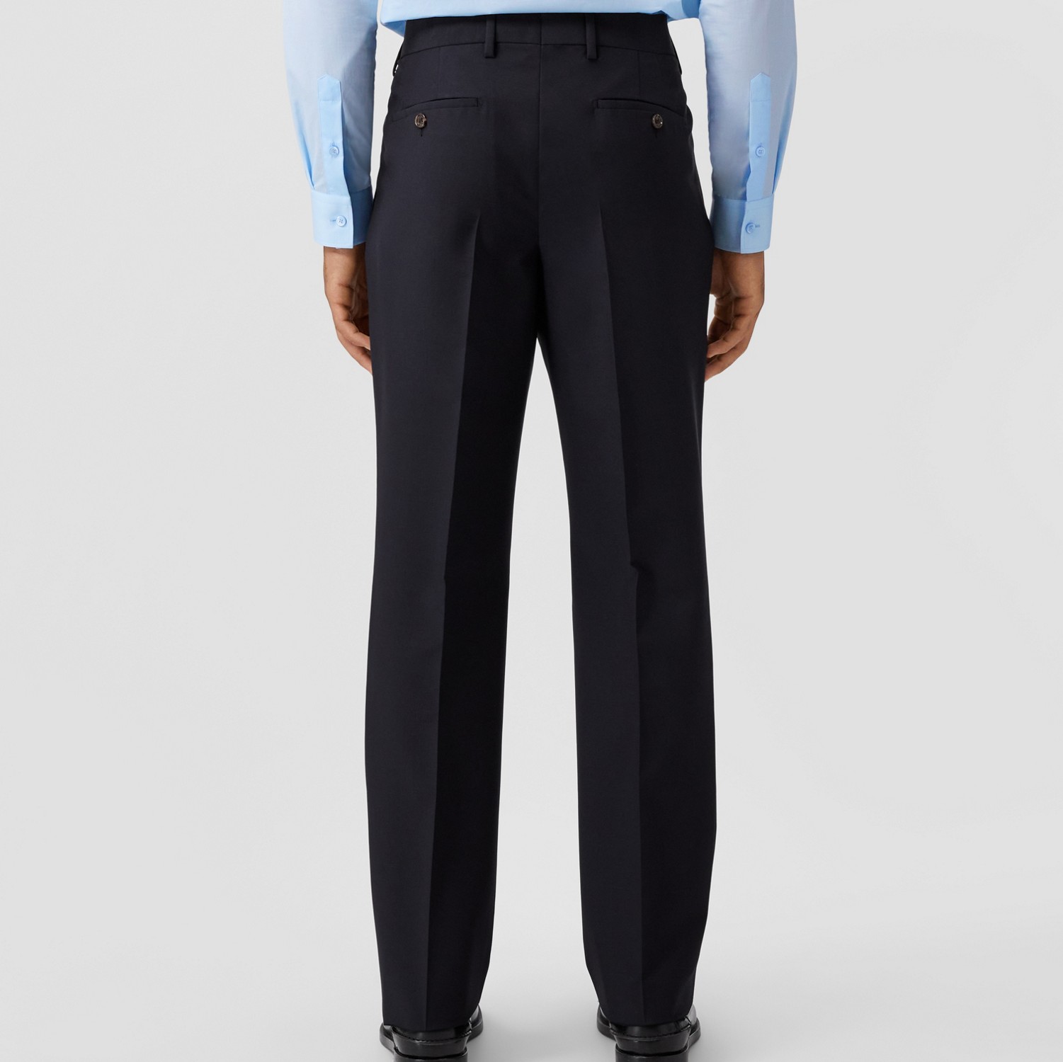 经典版型羊毛混纺量裁长裤 (海军蓝) - 男士 | Burberry® 博柏利官网