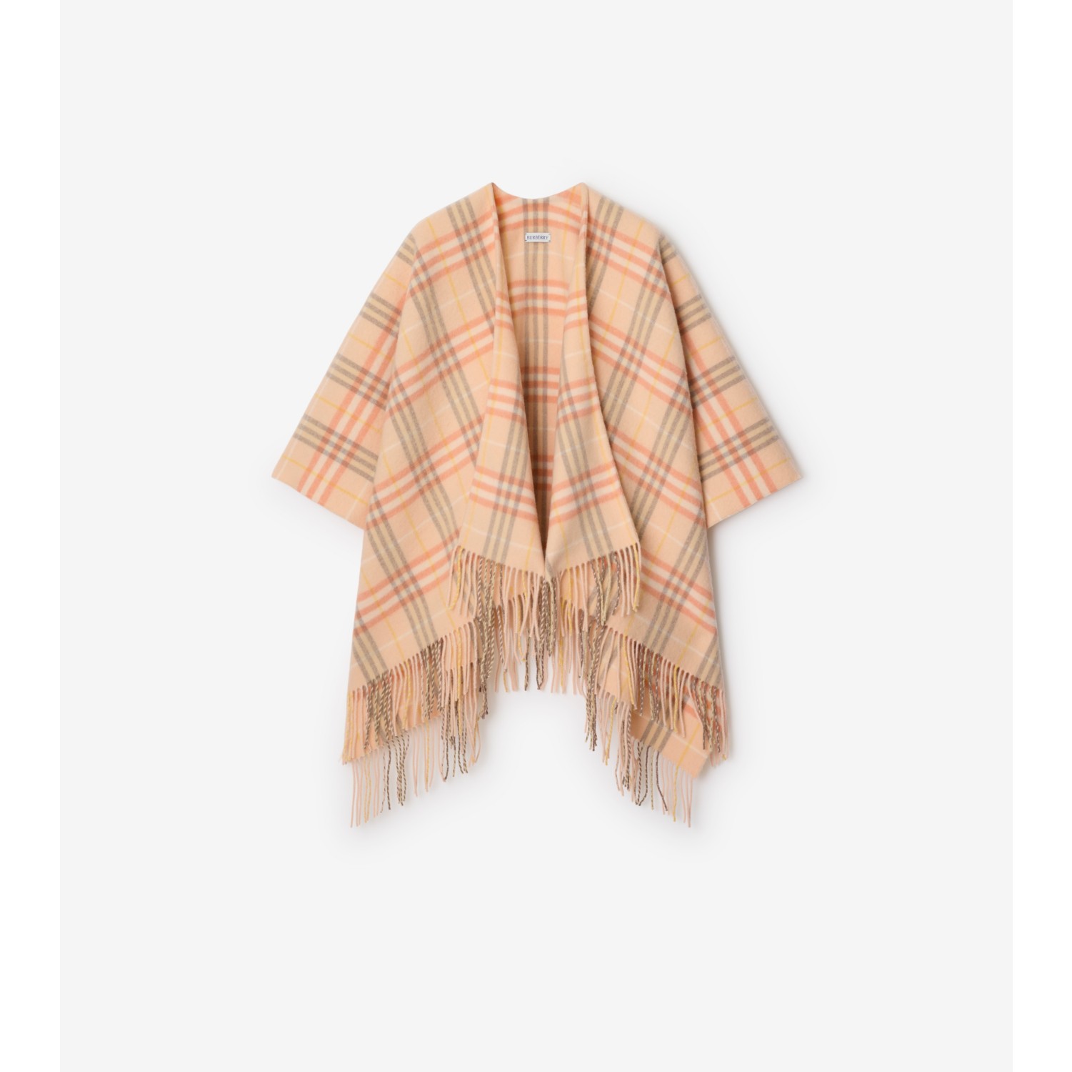 Check Wool Cashmere Cape in Teacup Burberry Official