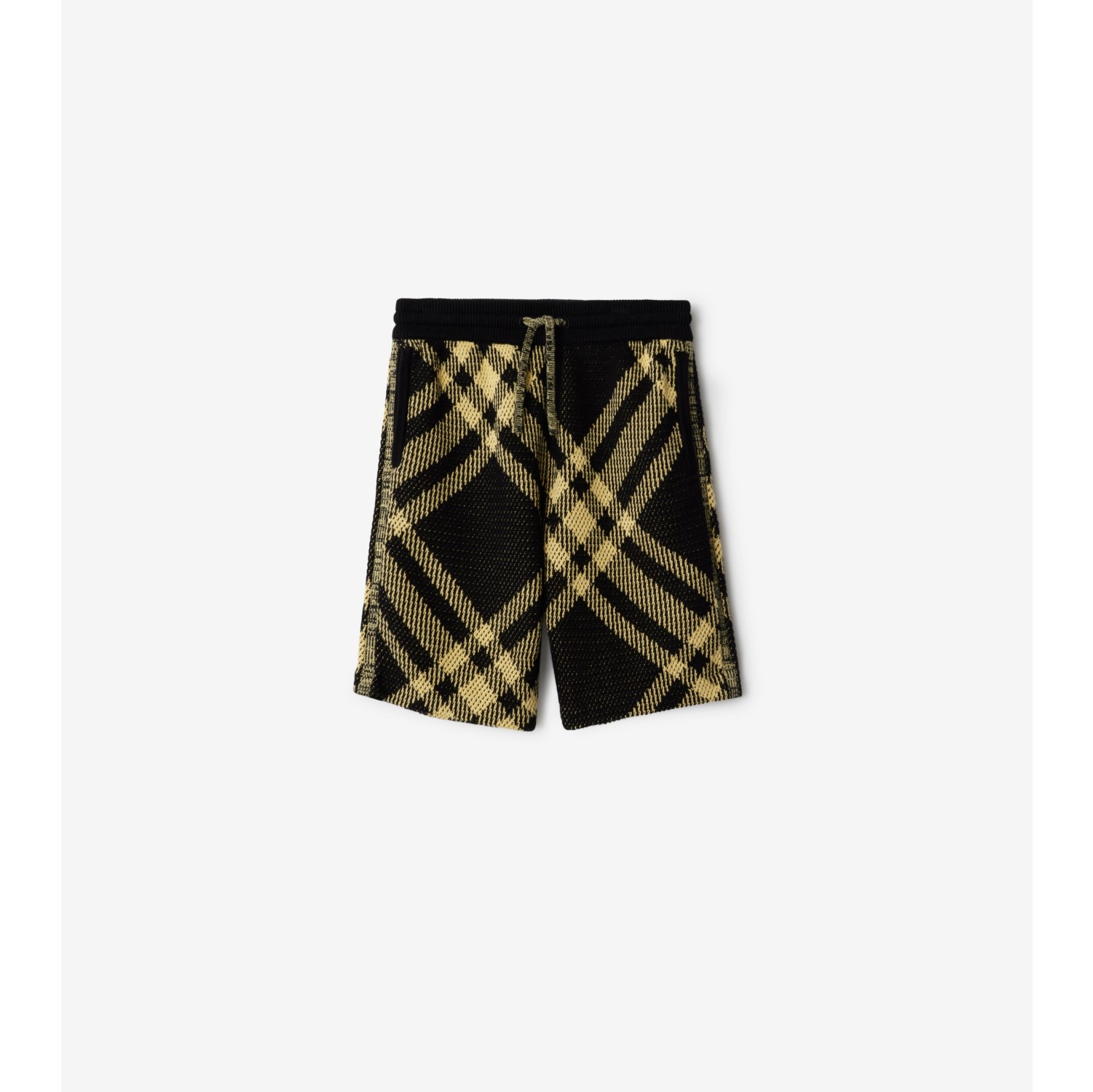 Check Cotton Mesh Shorts in Yellow | Burberry® Official