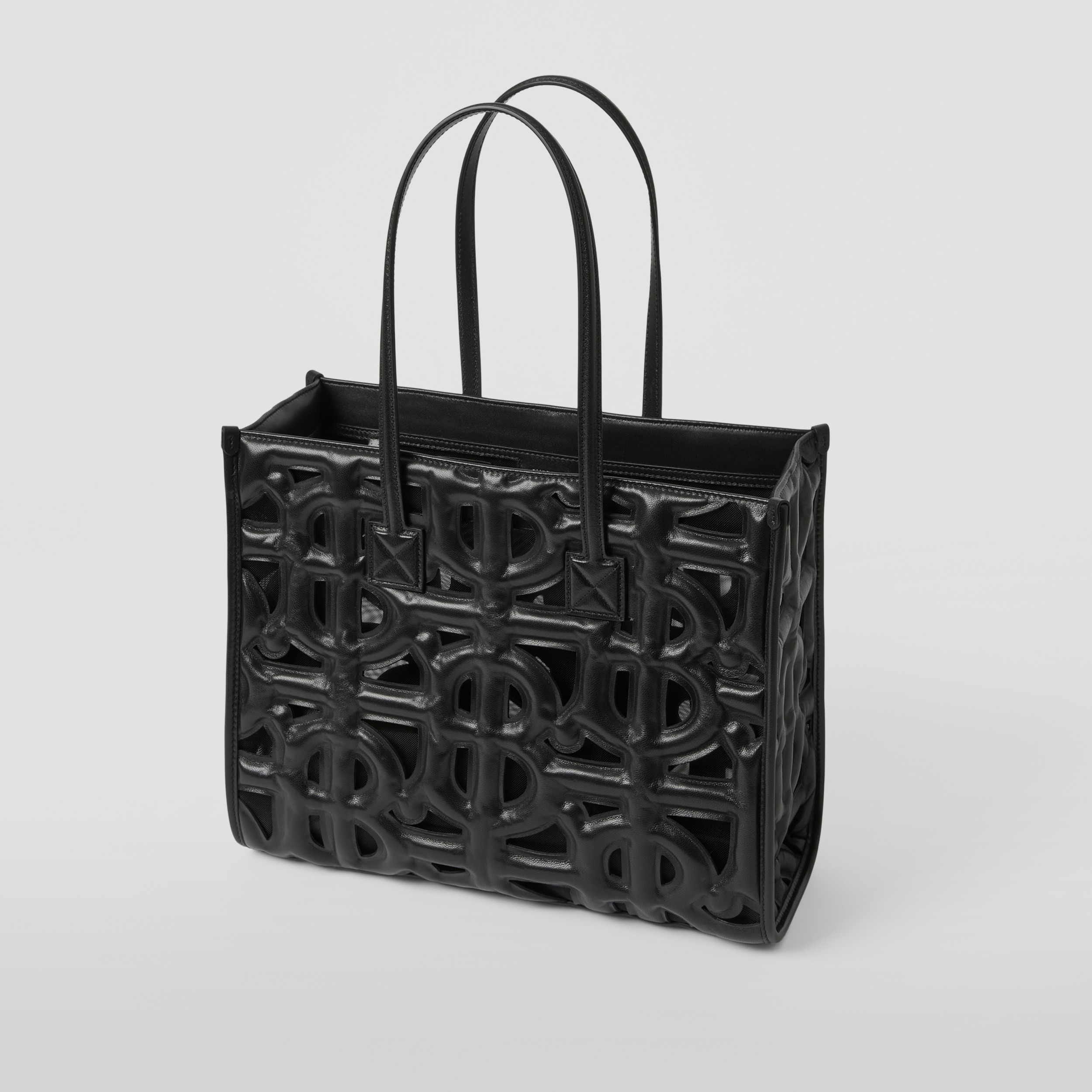Quilted Monogram Leather Small Freya Tote in Black - Women | Burberry ...