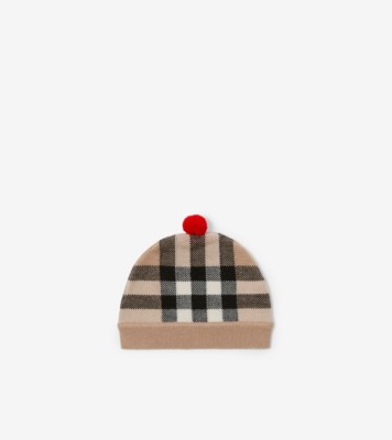 Burberry Kids Check Wool Cashmere Hat - Neutrals